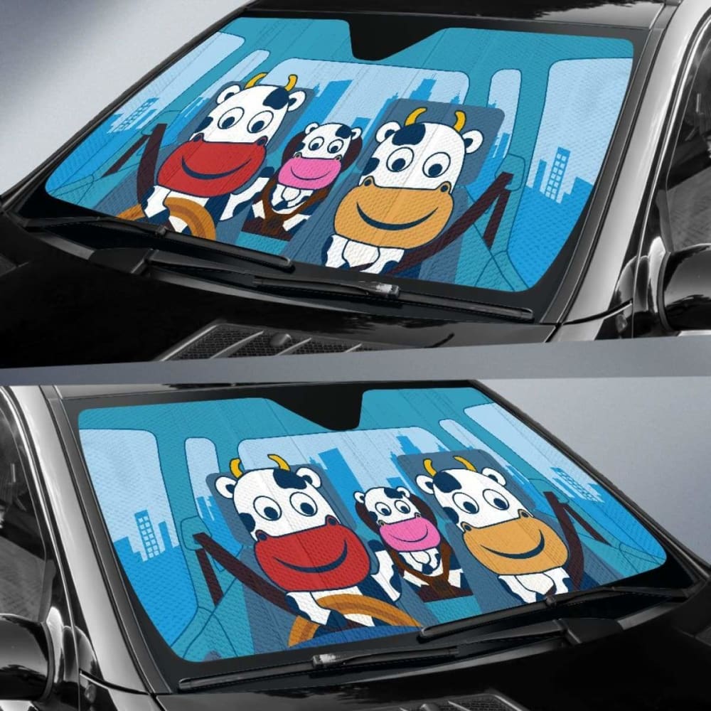 Car Windshield Sun Shade for Heat Protection - 10-Pack Cow Print Design (172609) | UV Blocking Sunshade for Cars, Trucks & SUVs - Keep Your Vehicle Cool in Summer
