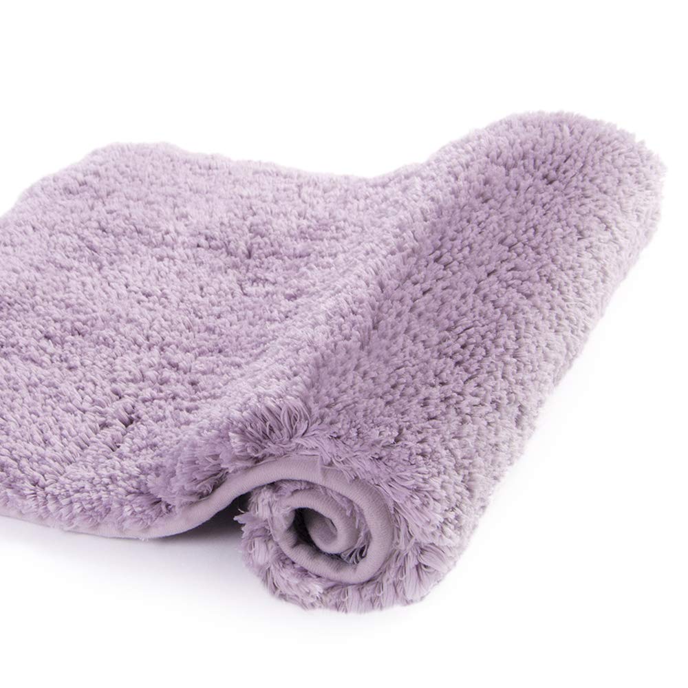 Non-Slip Lavender Bath Mat - 16x24 Inch Soft Microfiber Shaggy Bathroom Rug | Water Absorbent, Machine Washable Plush Shower Mat for Bathroom Safety & Comfort | Perfect for Bath, Shower & Vanity Areas