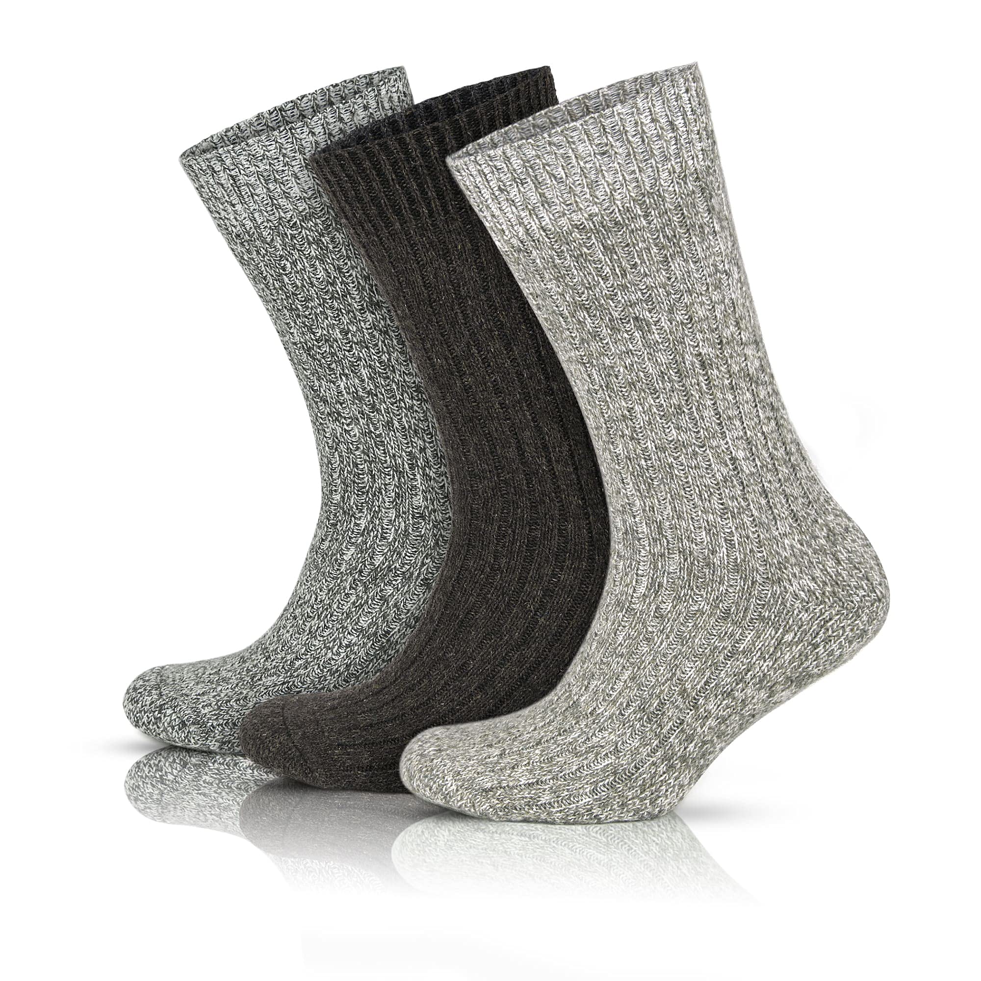 GoWith 3 Pairs Men's Thick Merino Wool Socks - Warm Cozy Winter Crew Socks for Hiking, Skiing & Outdoor Activities - Thermal Full-Terry Fuzzy Knit Socks for Cold Weather Comfort