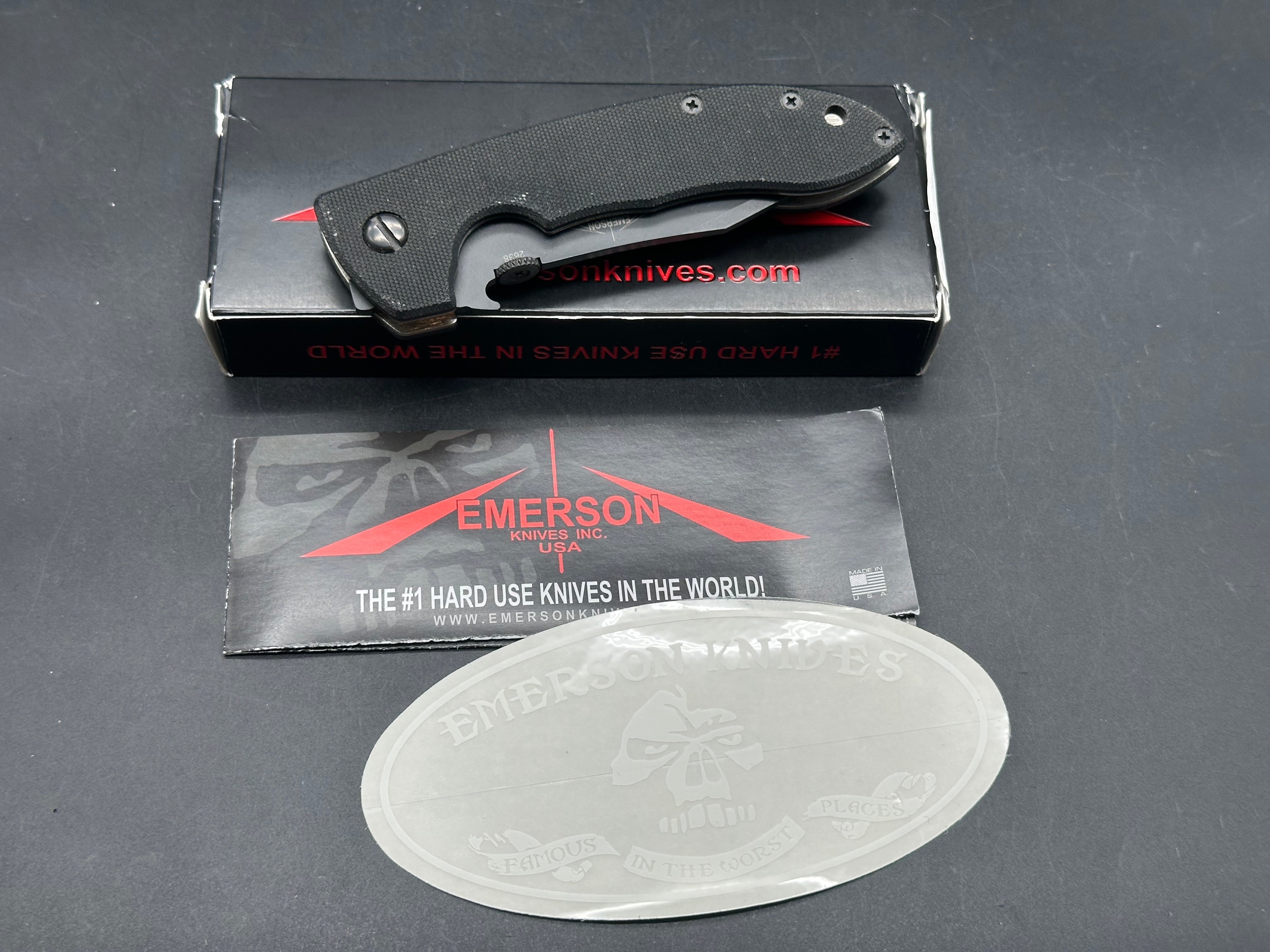 Emerson Knives Mini CQC-8 Folding Pocket Knife - High Carbon Stainless Steel Blade, G10 Handle for EDC, Camping, Hunting & Outdoor Survival