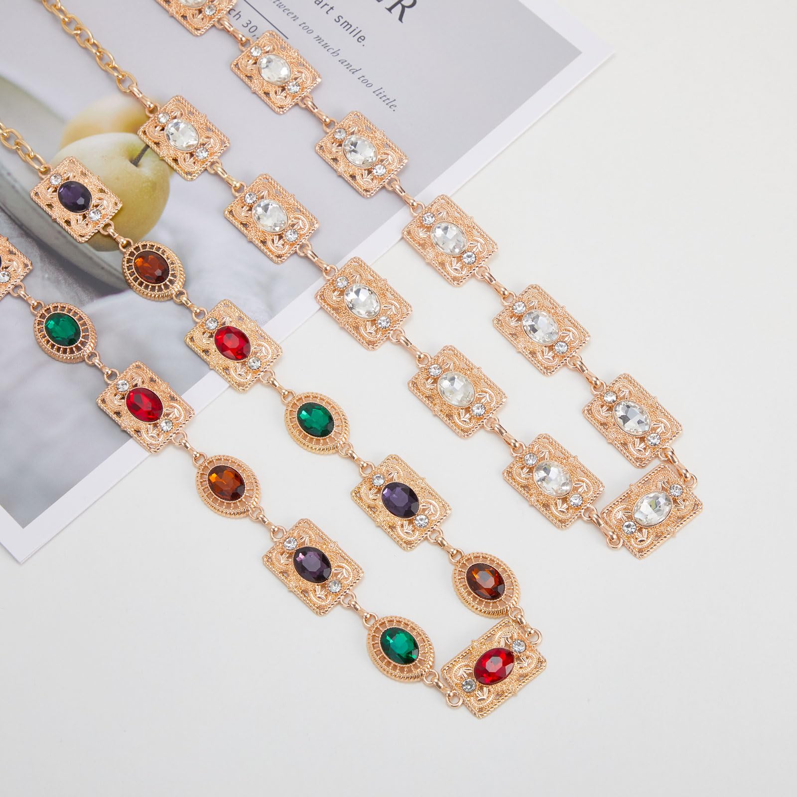 Women's Metal Waist Chain Belt with Crystal Accents - Elegant Body Jewelry for Dresses, Parties & Special Occasions