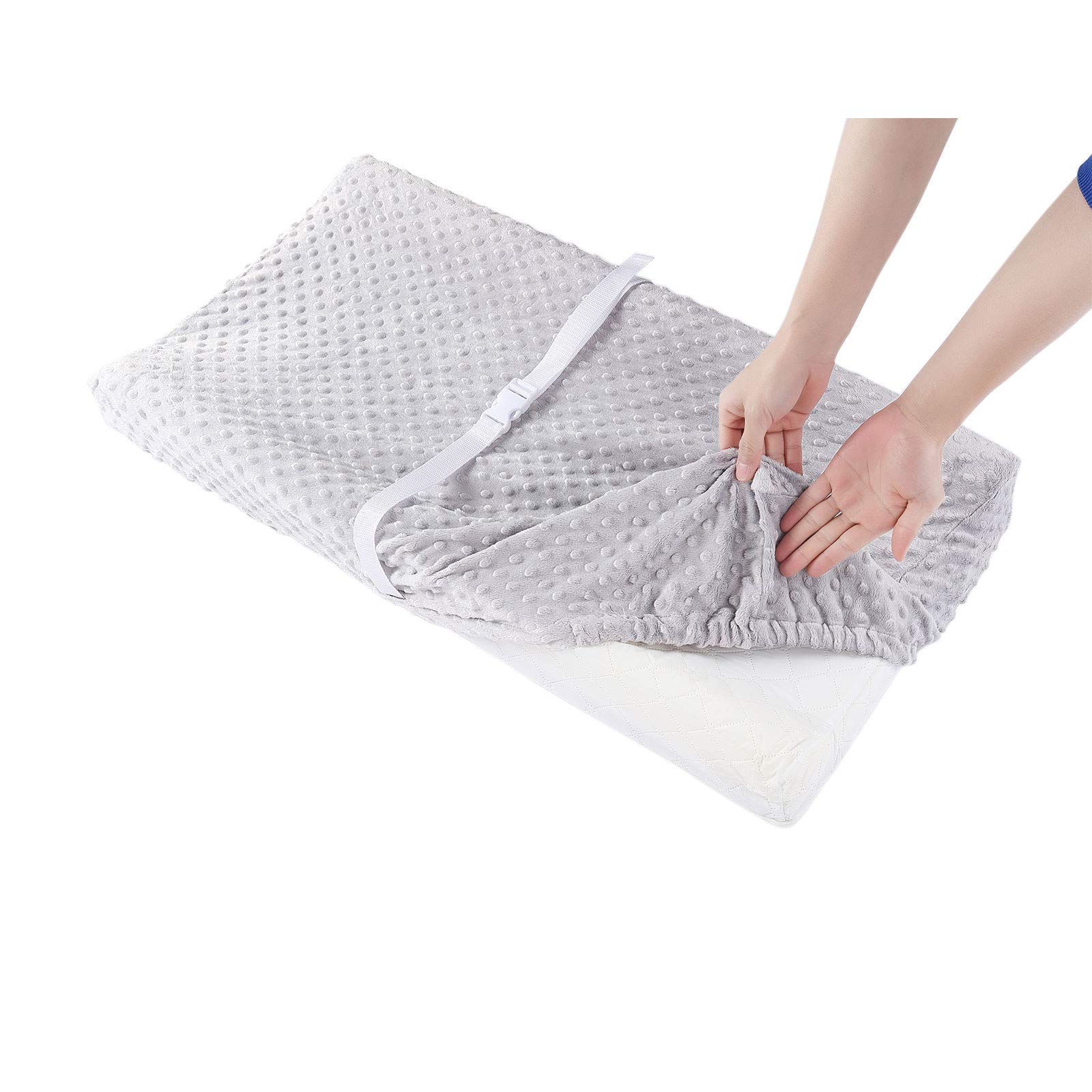 **Soft Plush Dot Baby Changing Pad Cover - Ultra Comfortable & Safe for Newborns, Girls & Boys - Fits 32