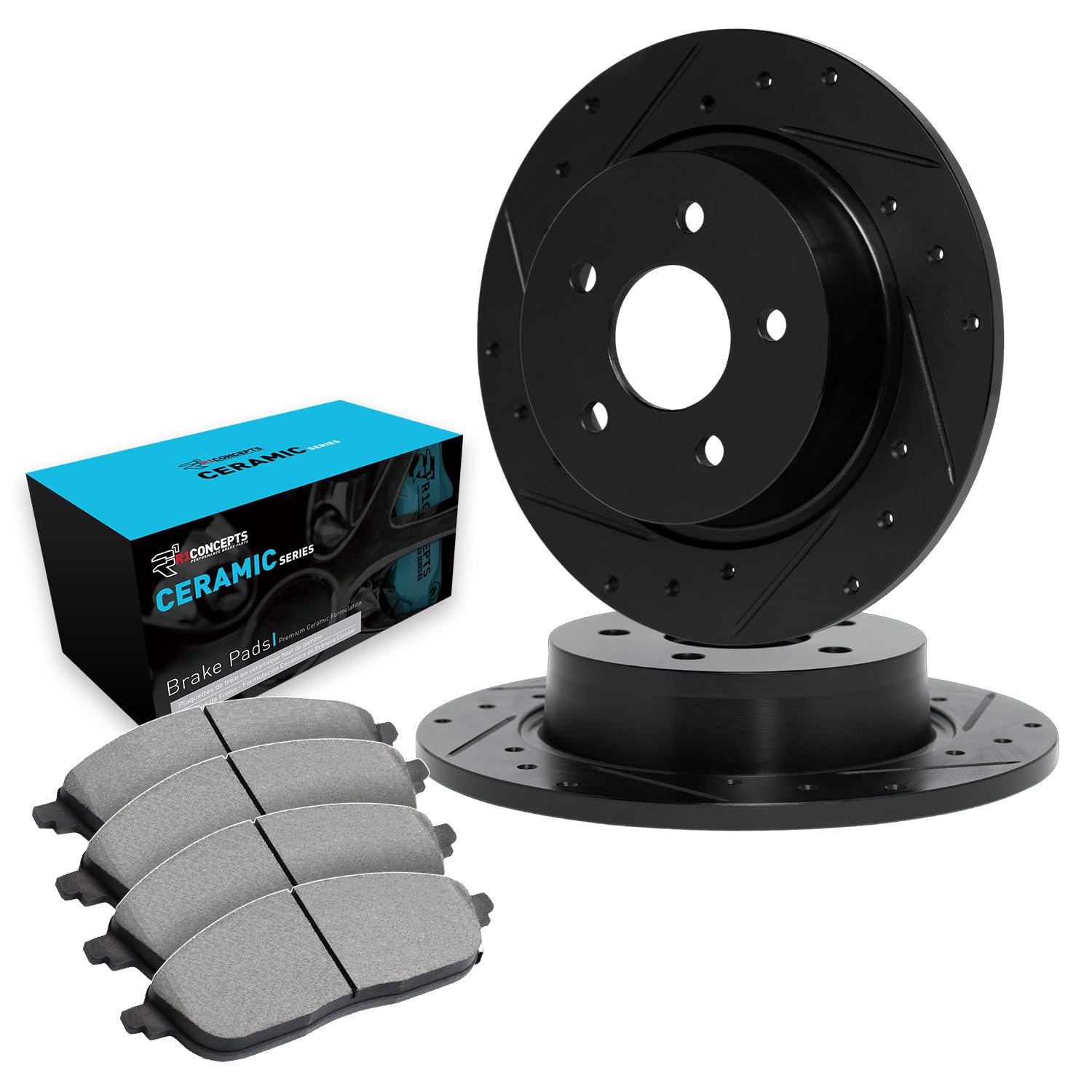 R1 Concepts Rear Brake Pads and Rotors Kit - Ceramic Brake Set for 1995-2003 Ford Windstar | High-Performance Braking System | Perfect for Daily Commuting, Highway Driving & Towing