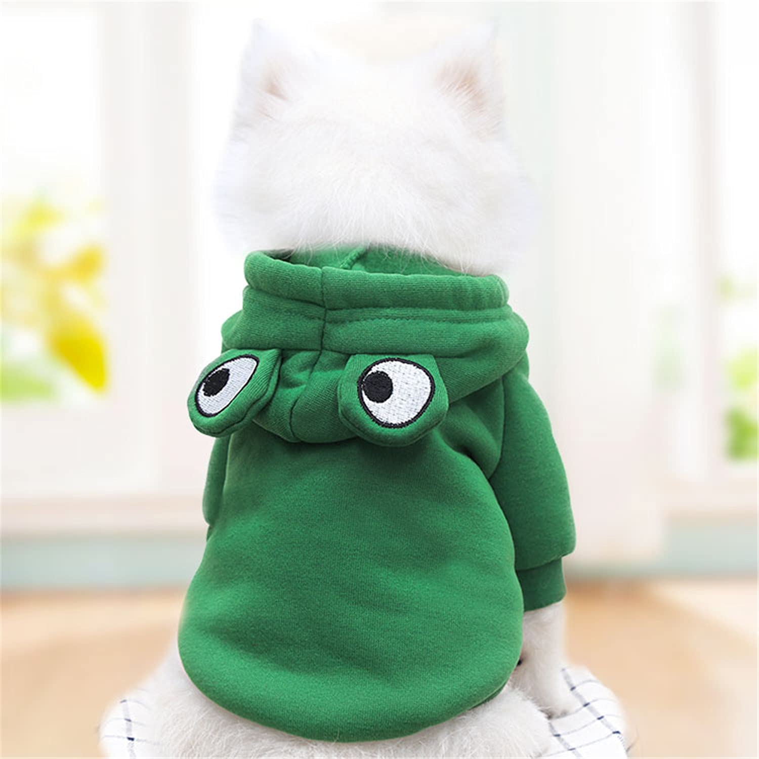 Cute Green Dog Hoodie - Fleece Sweater for Small Dogs & Puppies - Warm Winter Coat for Pets - Perfect for Outdoor Walks & Indoor Comfort (Green, X-Small)