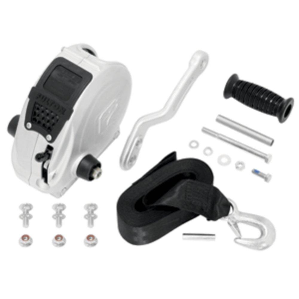 Fulton F2 1,600 lbs Single Speed Trailer Winch with Strap - Sharkskin Finish for Boat, ATV & Utility Trailers - Heavy Duty Towing Equipment for Outdoor Adventures