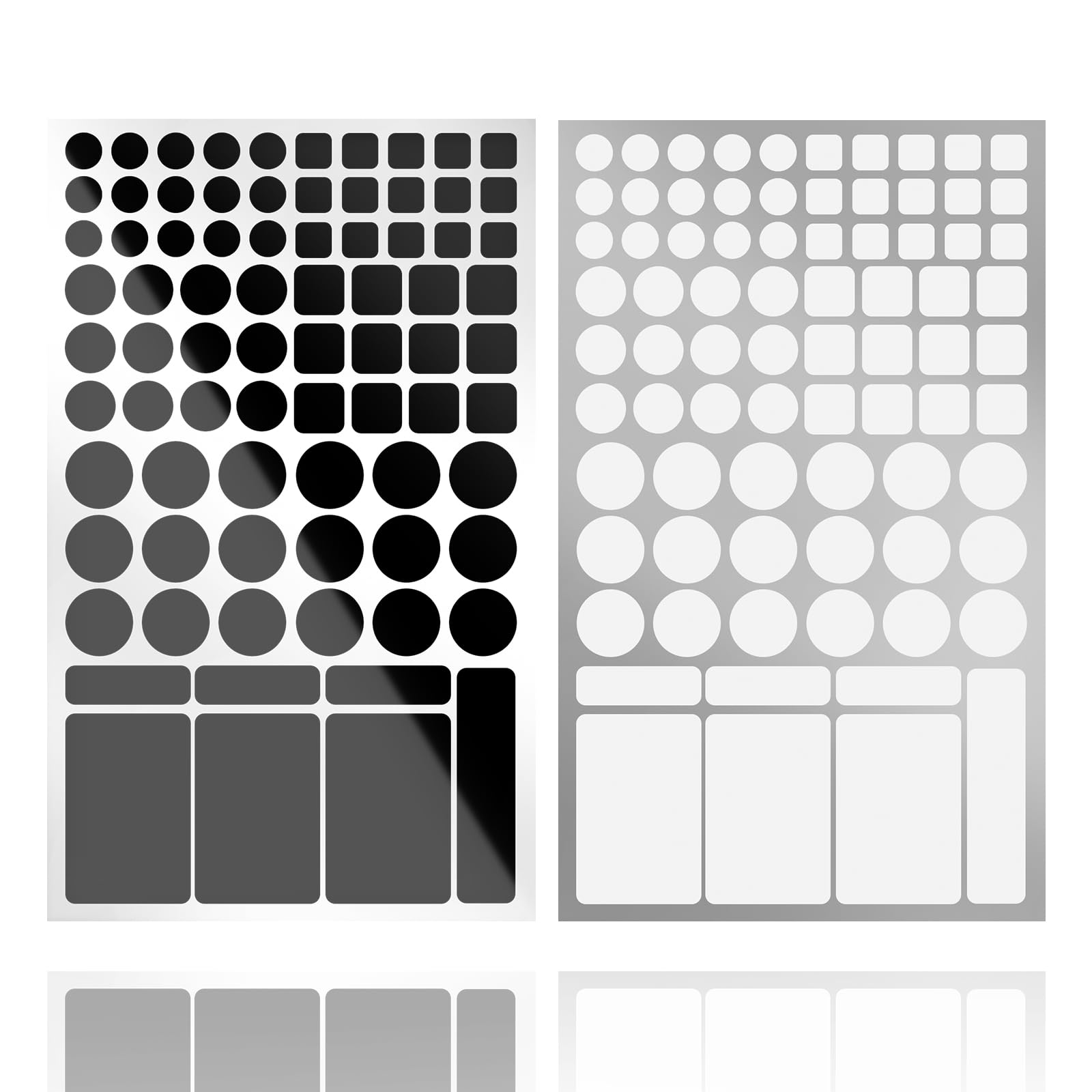 LED Light Dimming Stickers - 2 Pack White & Black, 50% Light Reduction for Soft Ambient Lighting - Perfect for Bedrooms, Offices, and Home Theater Setup