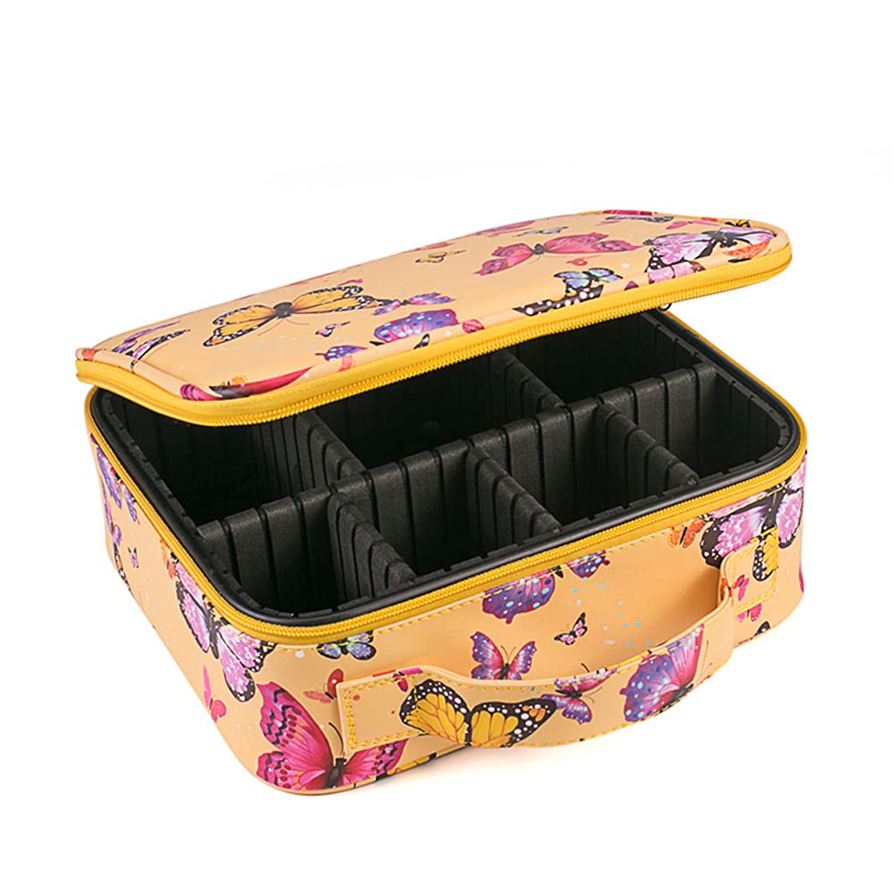Professional Travel Makeup Train Case - Laser Cosmetic Organizer Bag with Adjustable Compartments | Makeup Brush, Toiletry & Jewelry Storage | Perfect for Travel, Salon & Home Use | Digital Accessories Included