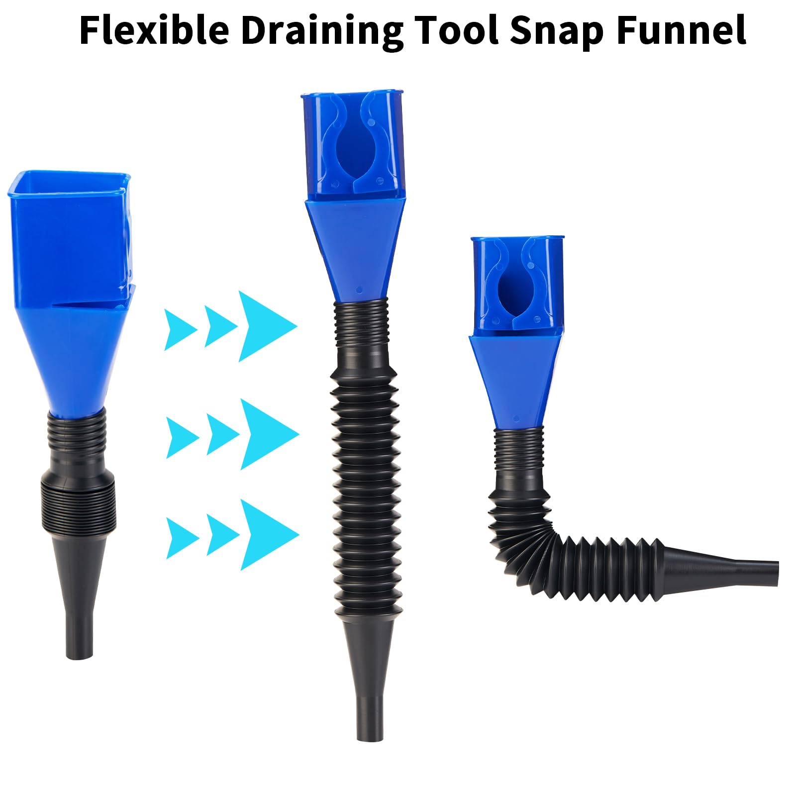 Retractable Snap Funnel for Automotive Fuel & Oil - Flexible Draining Tool with Universal Plastic Clasp - Perfect for Cars, Motorcycles & DIY Maintenance