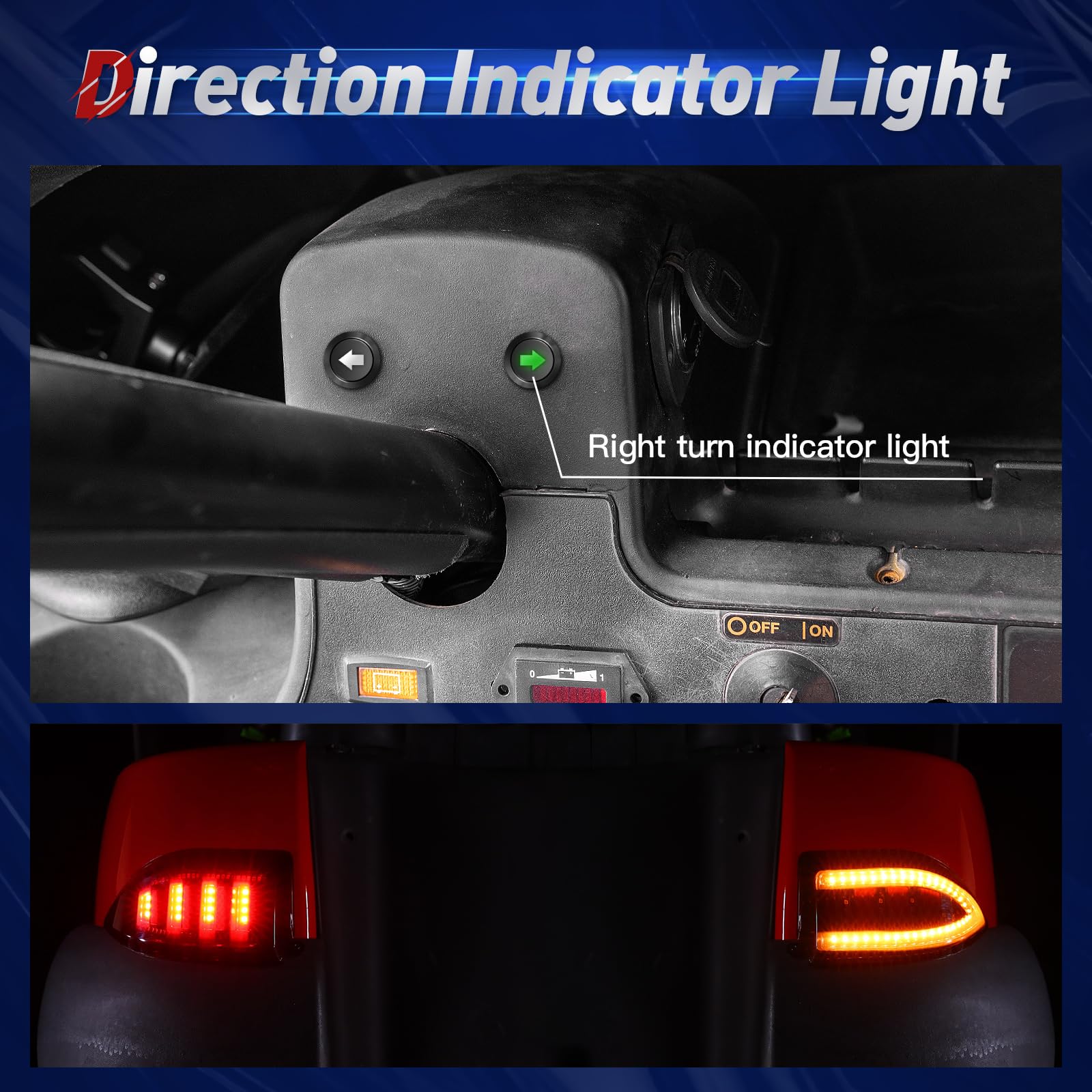 NOKINS Deluxe Plus LED Light Kit for EZGO TXT 1996-2013 Gas & Electric Golf Carts - 20A DC Converter, USB Charging Port, Low/High Beam, DRL, Delay Relay & Brake Switch - Perfect for Night Driving & Golf Course Safety