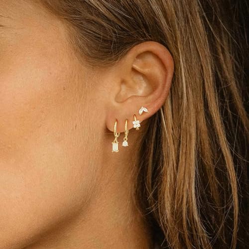 Leaf Stud+Clover+Round+Square-GD