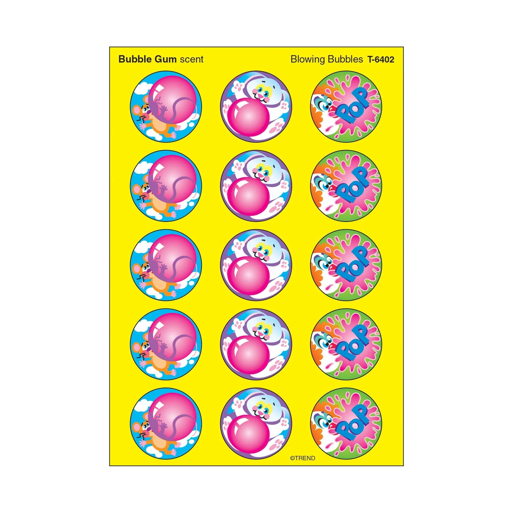 Bubblegum Scented Scratch and Sniff Stickers - Large Round Fun Stickers for Kids | Perfect for Scrapbooking, Party Favors & Classroom Rewards