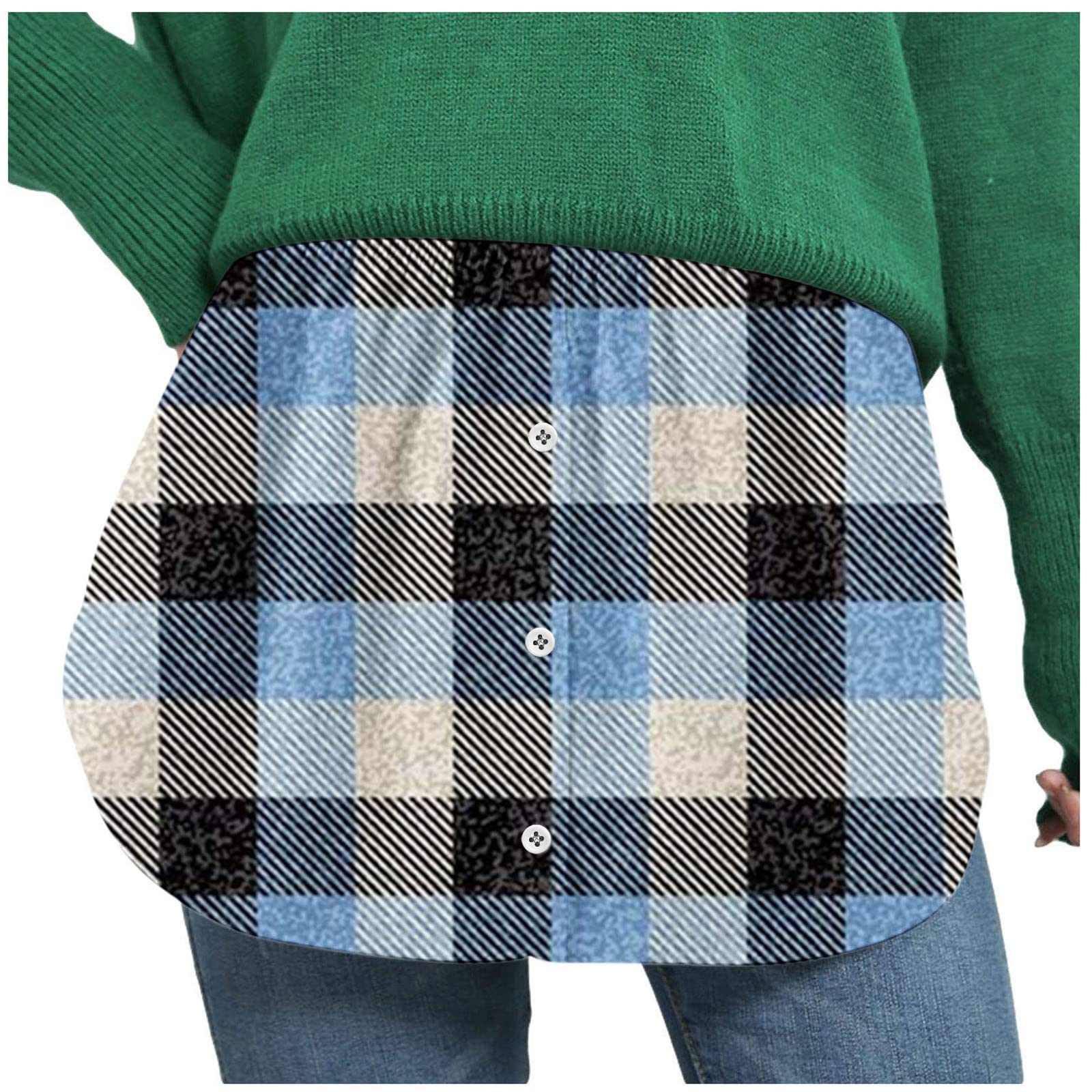 Plus Size Women's Shirt Extender - Plaid Print Fake Hem Layering Mini Skirt for Tops | Perfect for Office Wear, Casual Outfits & Fashion Layering