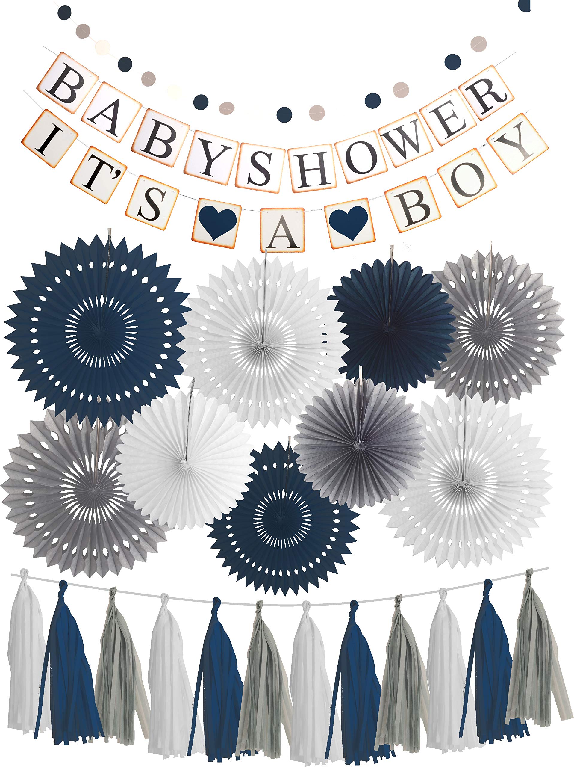 MEANT2TOBE Blue & Grey Elephant Baby Shower Decorations Set - It's a Boy Party Supplies, Nursery Theme Decor for Baby Showers, Gender Reveals & Newborn Celebrations