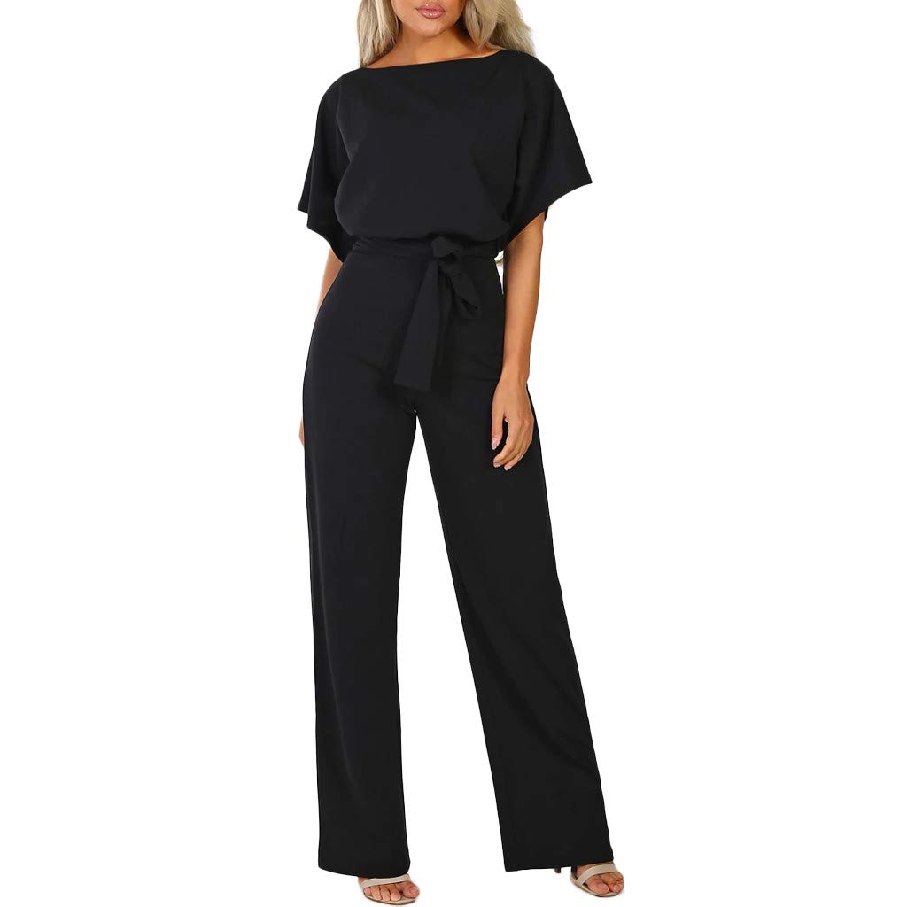 Elegant Women's Jumpsuit - Summer Short Sleeve Business Romper for Work & Casual