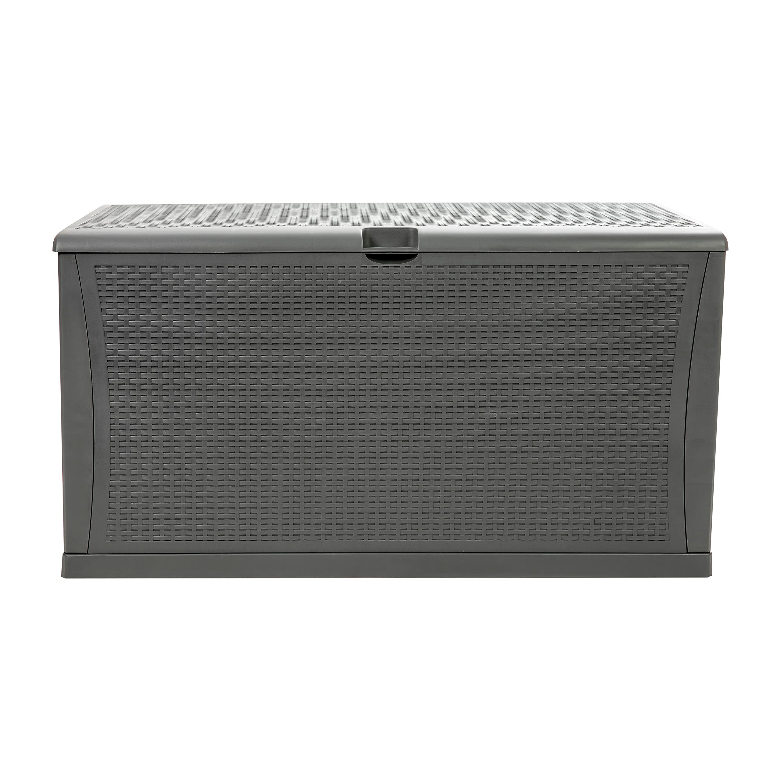 EMMA + OLIVER 120 Gallon Gray Plastic Deck Box - Outdoor Patio Storage Solution for Cushions, Pool Toys & Garden Tools | Perfect for Backyard, Deck & Poolside Organization