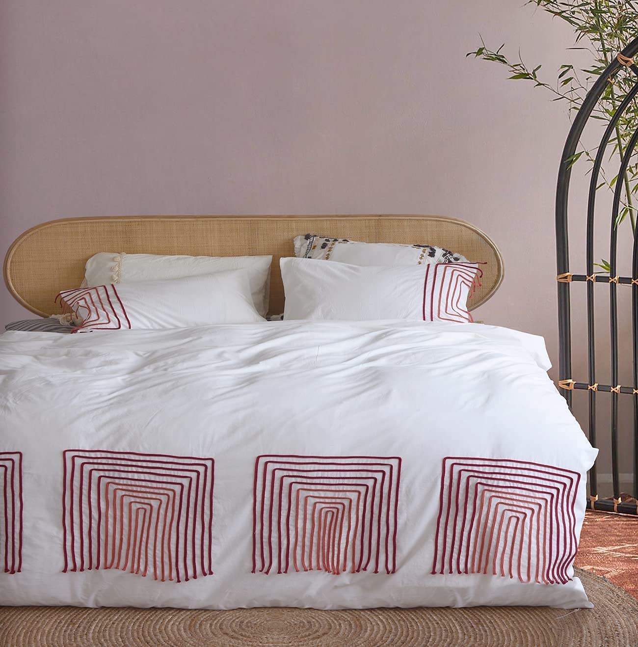 Festive Red Christmas Duvet Cover Queen Size - 100% Cotton Soft Comforter for Holiday Bedroom Decor - 86