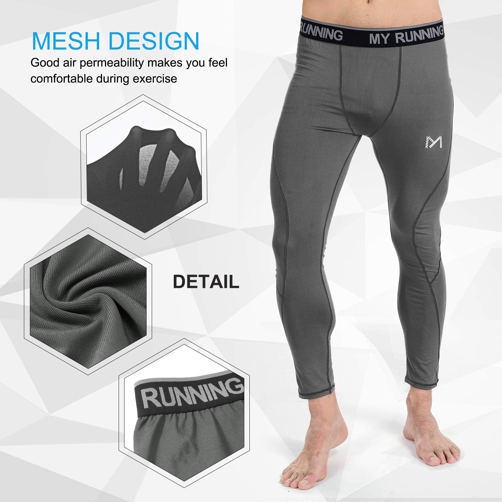 Men's Cool Dry Sports Workout Running Tights Leggings - Breathable Compression Pants for Gym, Jogging & Yoga - Moisture Wicking Athletic Wear for Men