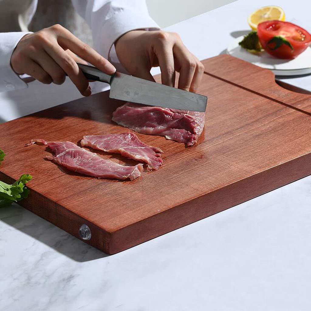 Premium Ebony Wood Cutting Board with Handle, Non-Slip Feet & Juice Groove - Durable Solid Wood Chopping Board for Vegetables, Fruits, Meat - Perfect for Kitchen Prep, Serving Charcuterie & Entertaining