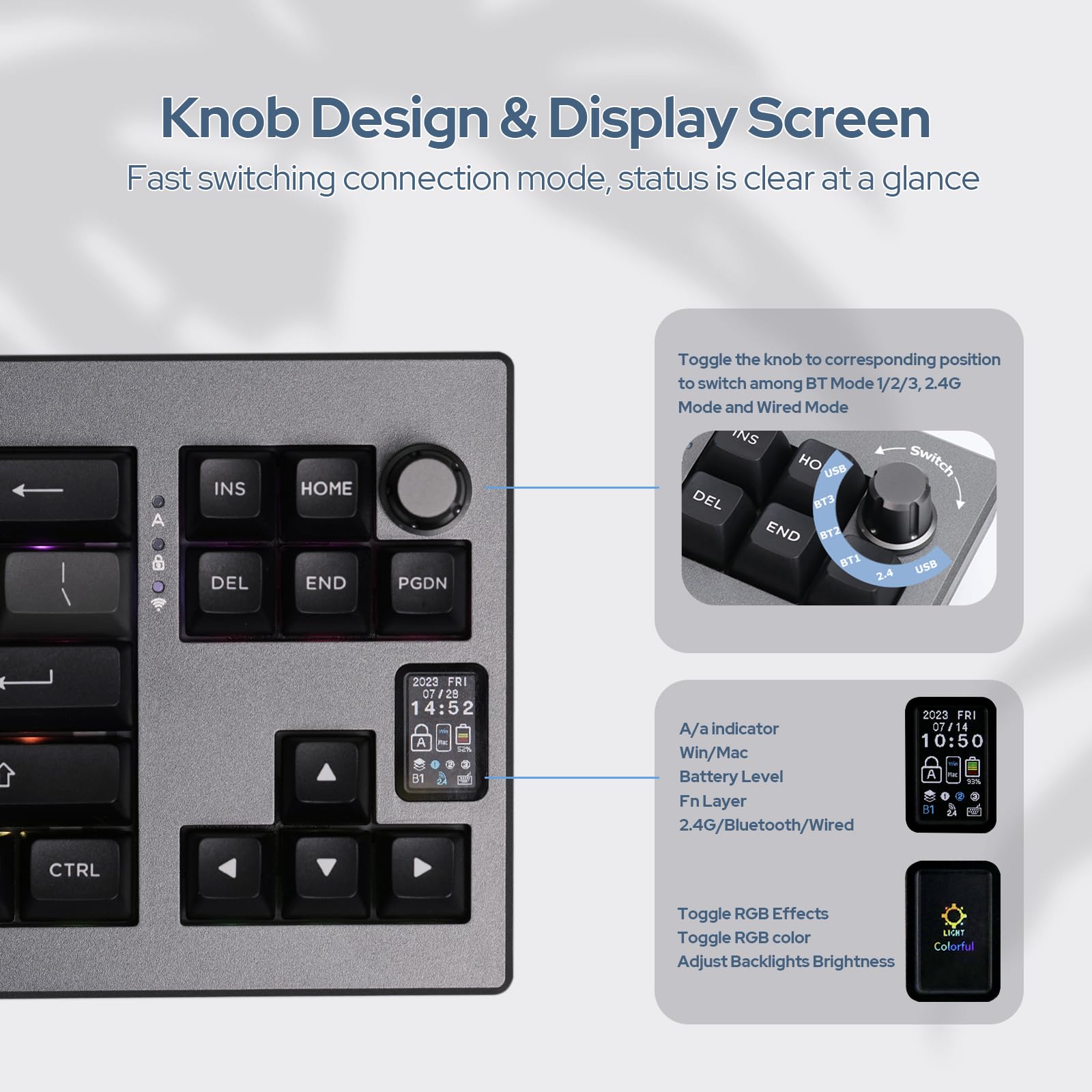 EPOMAKER Shadow-X Wireless Mechanical Keyboard - Hot-Swap, Bluetooth, USB-C for Gaming with Screen