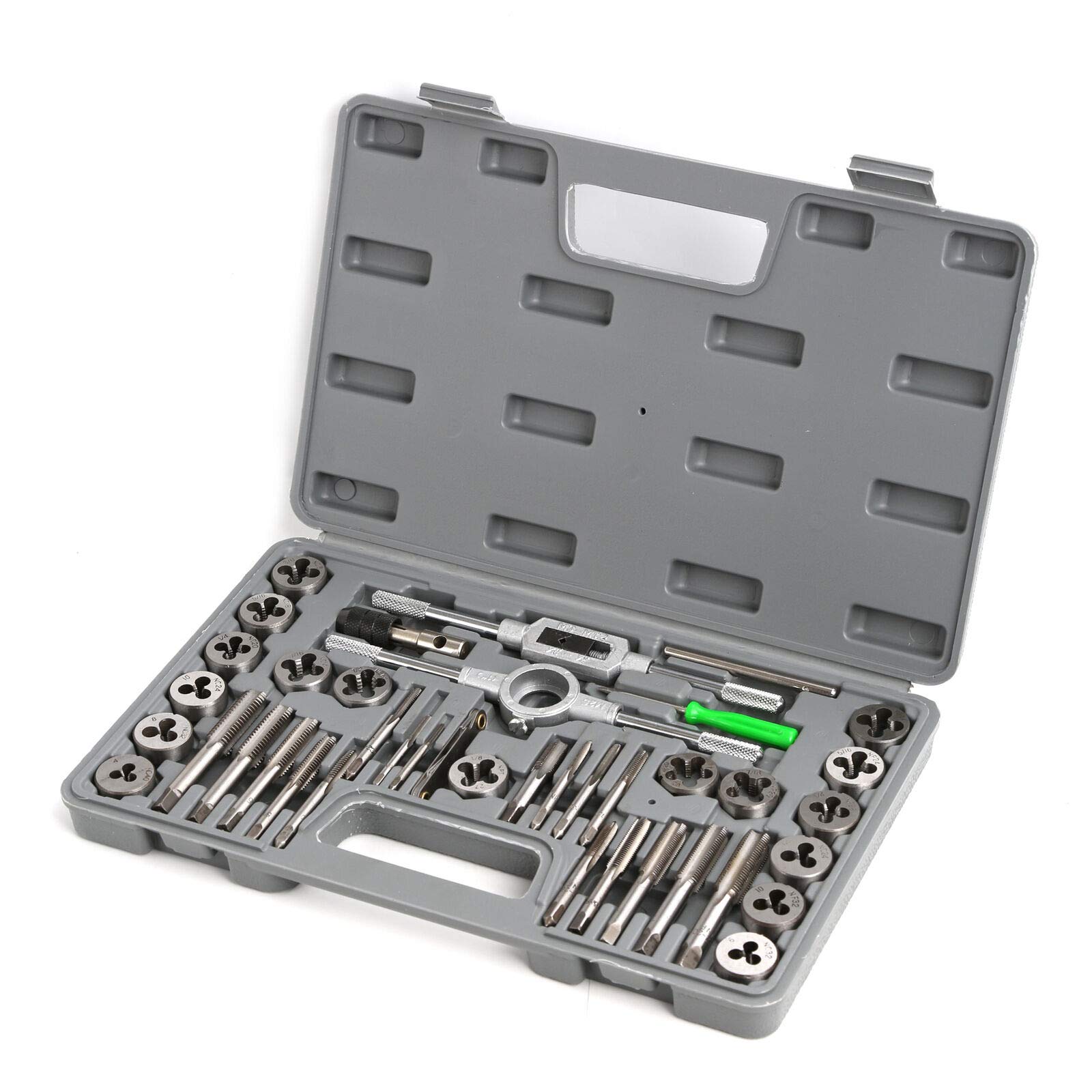 40-Piece SAE Tap and Die Set - High Carbon Steel Thread Repair Kit for Metalworking, Plumbing, and Automotive DIY Projects - Perfect for Thread Restoration, Tapping, and Threading Tasks