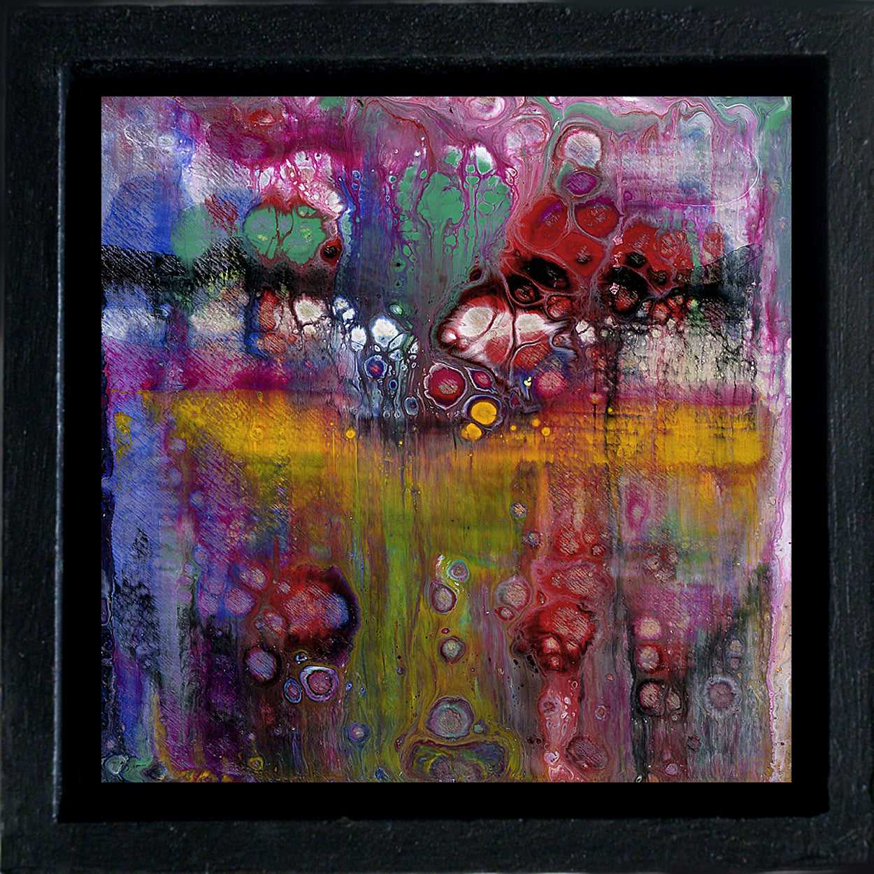 Anthony Ciambella Framed 4x4 Acrylic on Panel Painting - Modern Abstract Wall Art for Home & Office Decor