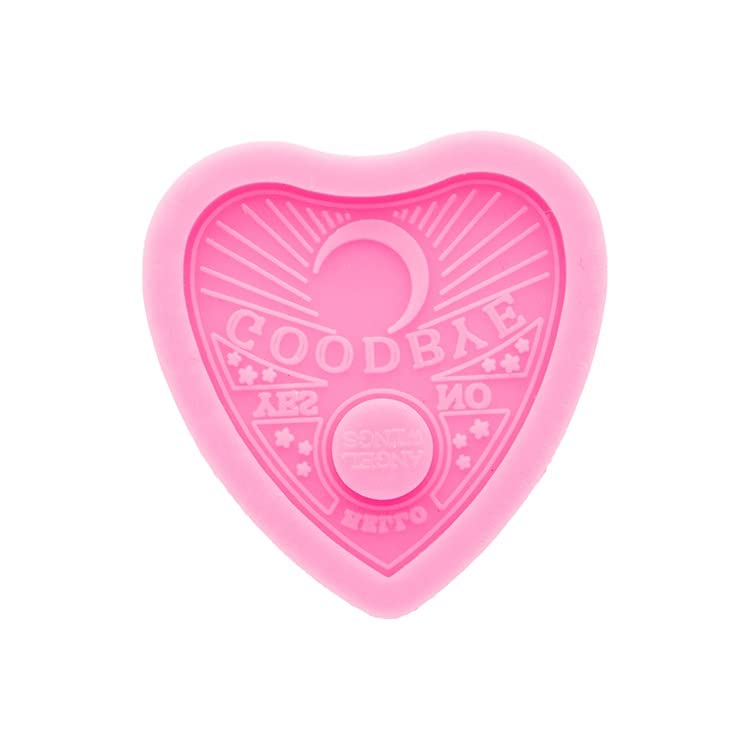 Shiny Glossy Heart-Shaped Ouija Board Silicone Mold for DIY Epoxy Resin Crafts - Perfect for Making Badge Reels, Jewelry, Keychains & Handmade Gifts (Halloween, Wiccan Decor, Gothic Accessories)