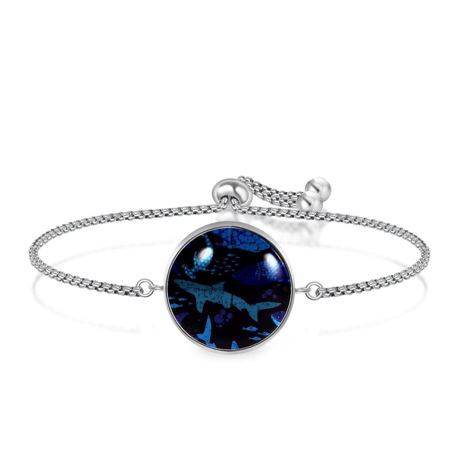 Vintage Blue Stripes Expandable Bangle Bracelet for Women - Adjustable Retro Jewelry Gift for Christmas, Birthday, Anniversary - Perfect for Casual Wear, Office & Special Occasions