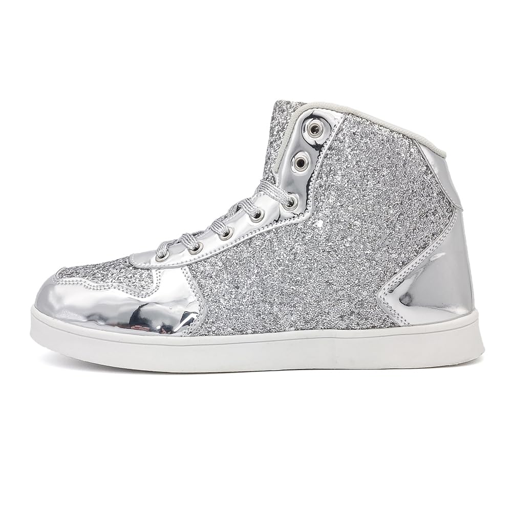 Umerigo Women's Fashion Glitter Sneakers - Bling Sparkly High Top Lace Up Sequin Casual Shoes for Women | Perfect for Parties, Weddings, and Night Out