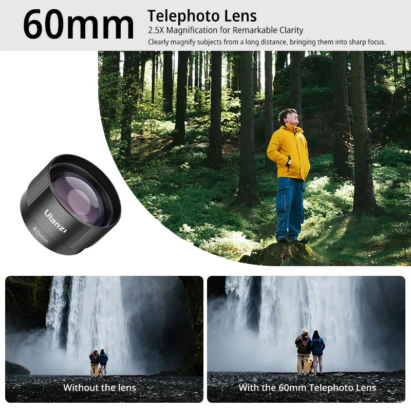 Ulanzi 4-in-1 Phone Camera Lens Kit for iPhone, Samsung & Android - Wide Angle, Macro, Fisheye & Telephoto Lenses - Perfect for Travel, Vlogging & Photography Enthusiasts