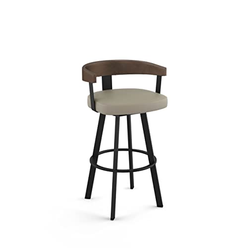 Greige Faux Leather / Brown Wood / Black Metal