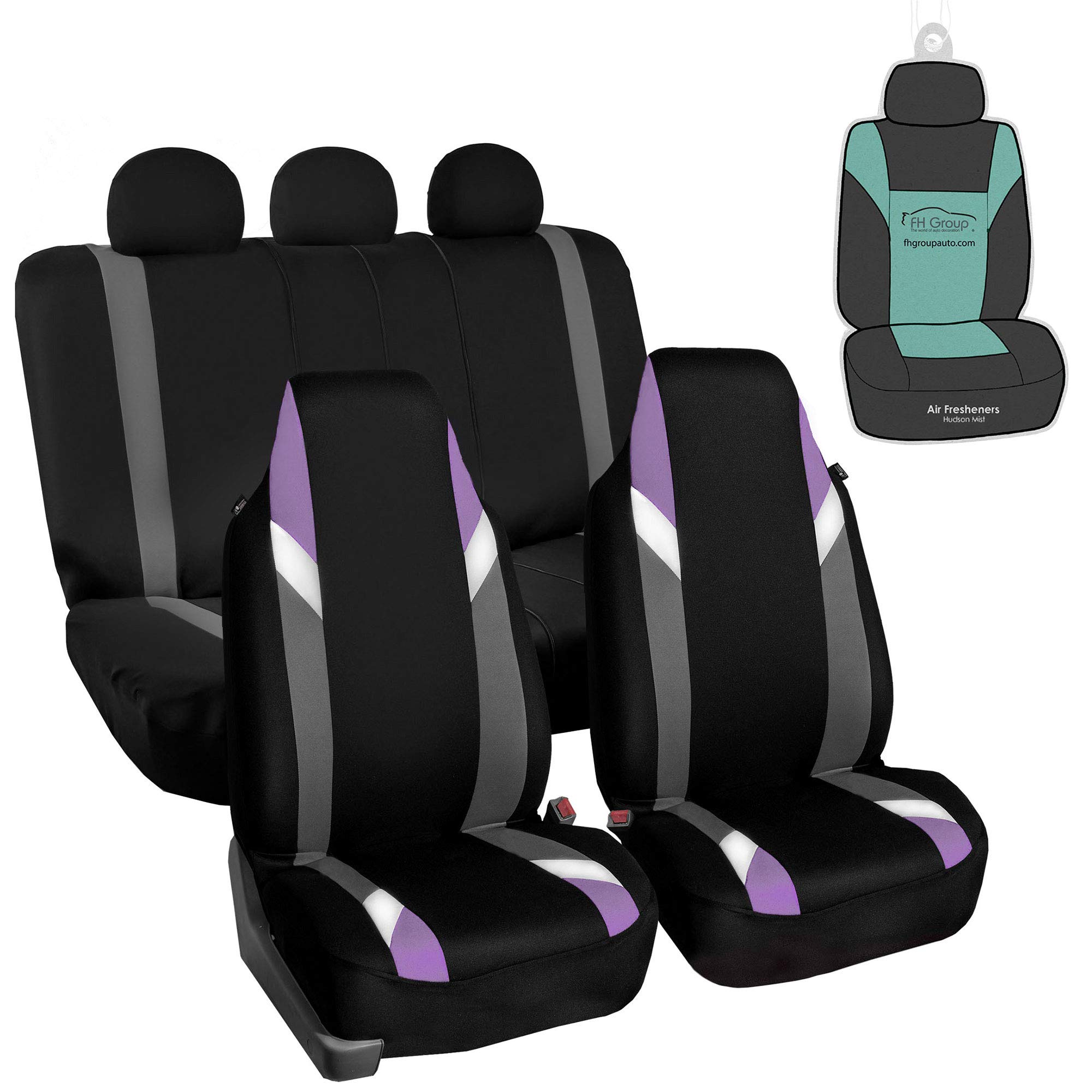 Premium Universal Fit Purple & Black Car Seat Covers - Airbag Compatible, Split Bench Design for SUV & Sedan | Front & Rear Full Set | Modern Style for Comfort & Protection | Perfect for Daily Commute, Road Trips & Family Travel