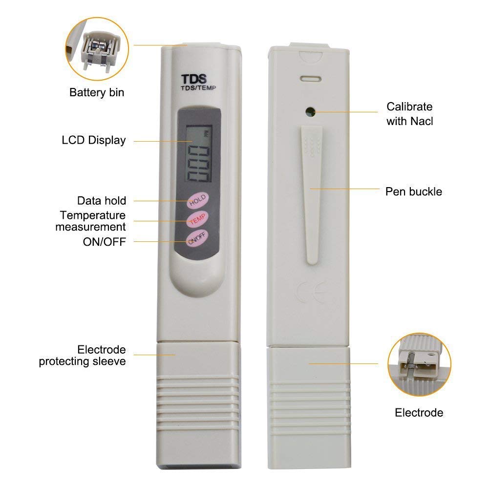 **AquaDart Digital TDS Meter with LCD Screen - Accurate Water Quality Tester for Drinking, Aquariums, and Hydroponics (0-9990 ppm Range)**    *(Use Cases: Perfect for testing tap water, filtered water, aquarium health, hydroponic nutrient levels, and ensuring safe drinking water.)*