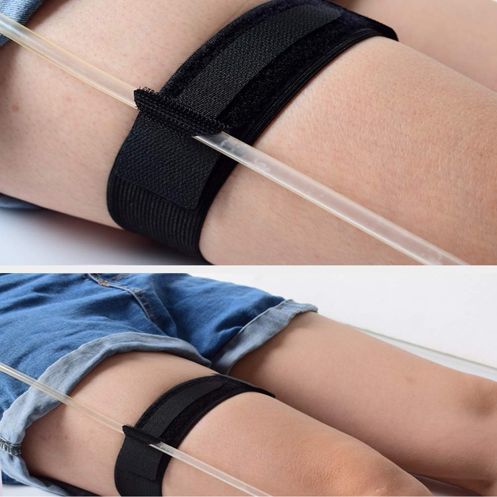 **Catheter Leg Band Holder - Anti-Slip Catheter Strap with Fixation Tape for Urinary Incontinence Supplies | Secure & Comfortable Tube & Bag Holder (Black) - Ideal for Daily Use, Travel & Post-Surgery Care**