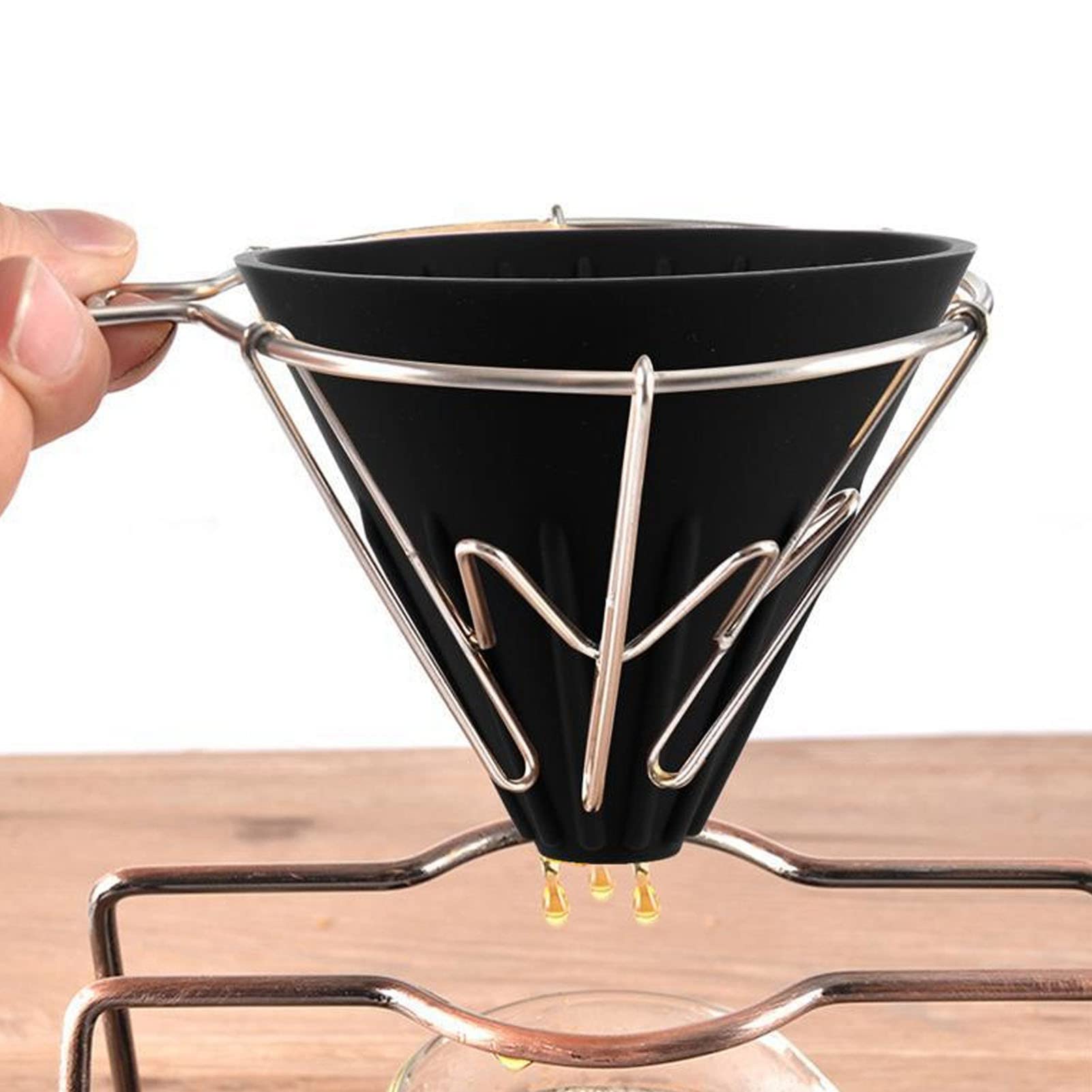 Portable Silicone Pour Over Coffee Dripper - Reusable & Foldable for Travel, Camping, Office