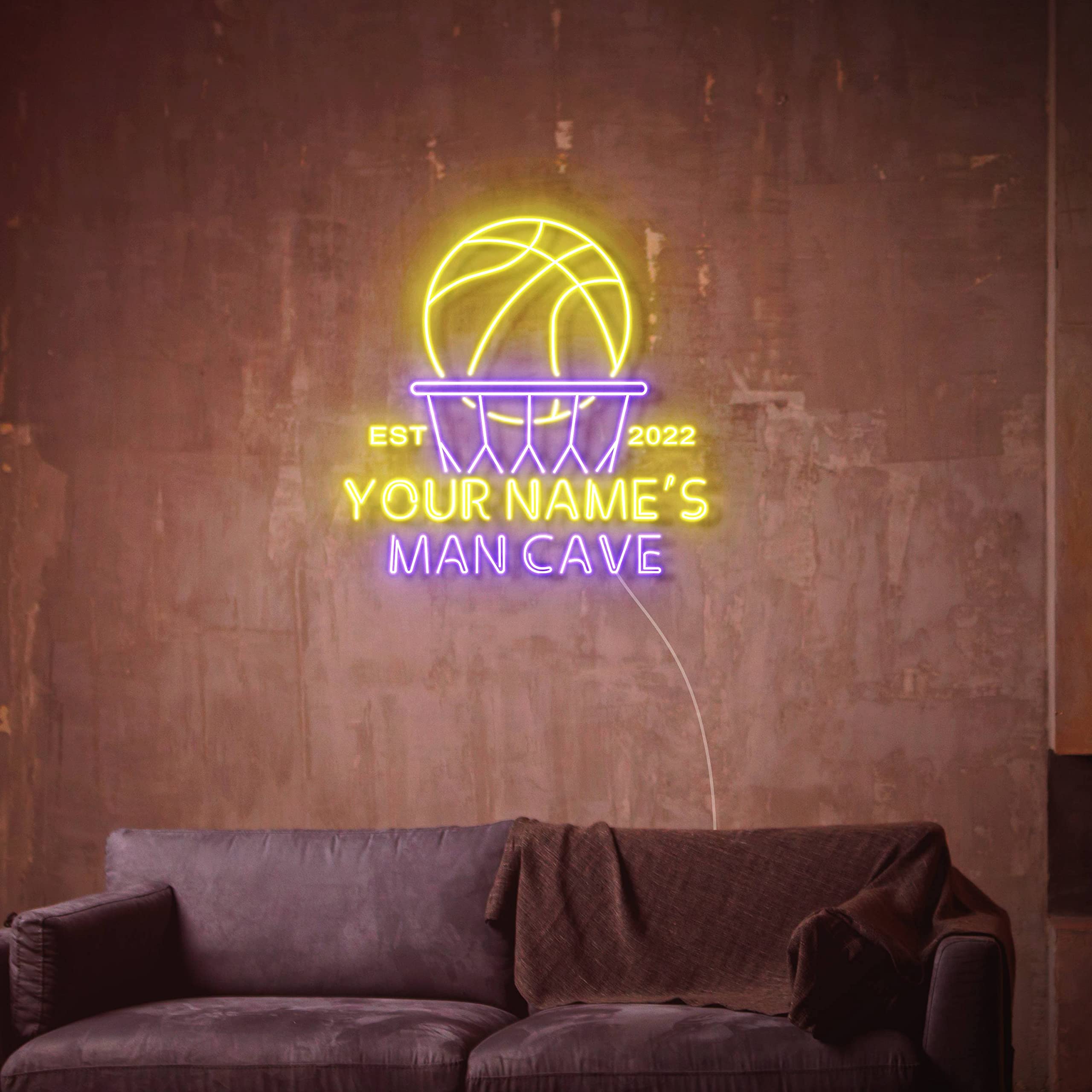 ADVPRO Custom Basketball LED Neon Sign - Ultra Bright Blue & Yellow Light for Man Cave, Game Room, Bar Decor - Personalized Sports Gift for Fans
