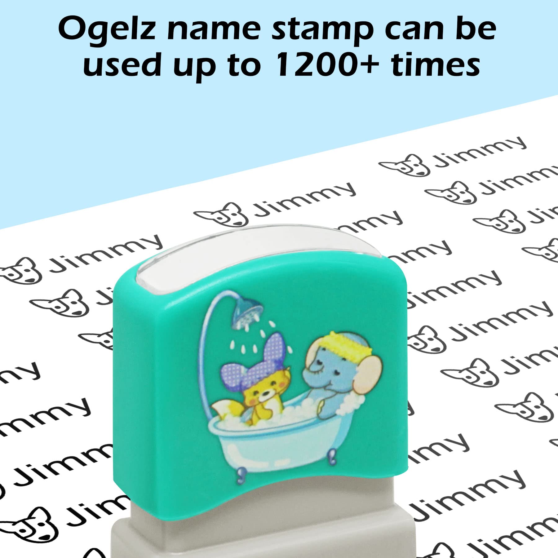 Personalized Kids Name Stamp for Clothing - Custom Washer & Dryer Safe Labels for Preschool, Daycare & Nursing Home - Cartoon Theme Green - Perfect for Organizing School Uniforms, Laundry & Belongings