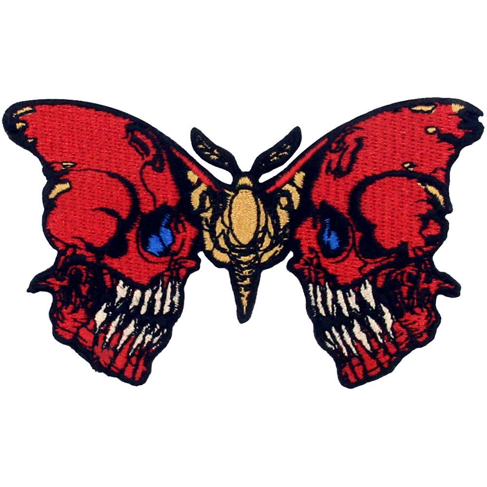 ZEGINs Bleeding Skull Butterfly Patch - Embroidered Iron On & Sew On Emblem for Jackets, Bags & DIY Crafts - Gothic Punk Fashion Accessories