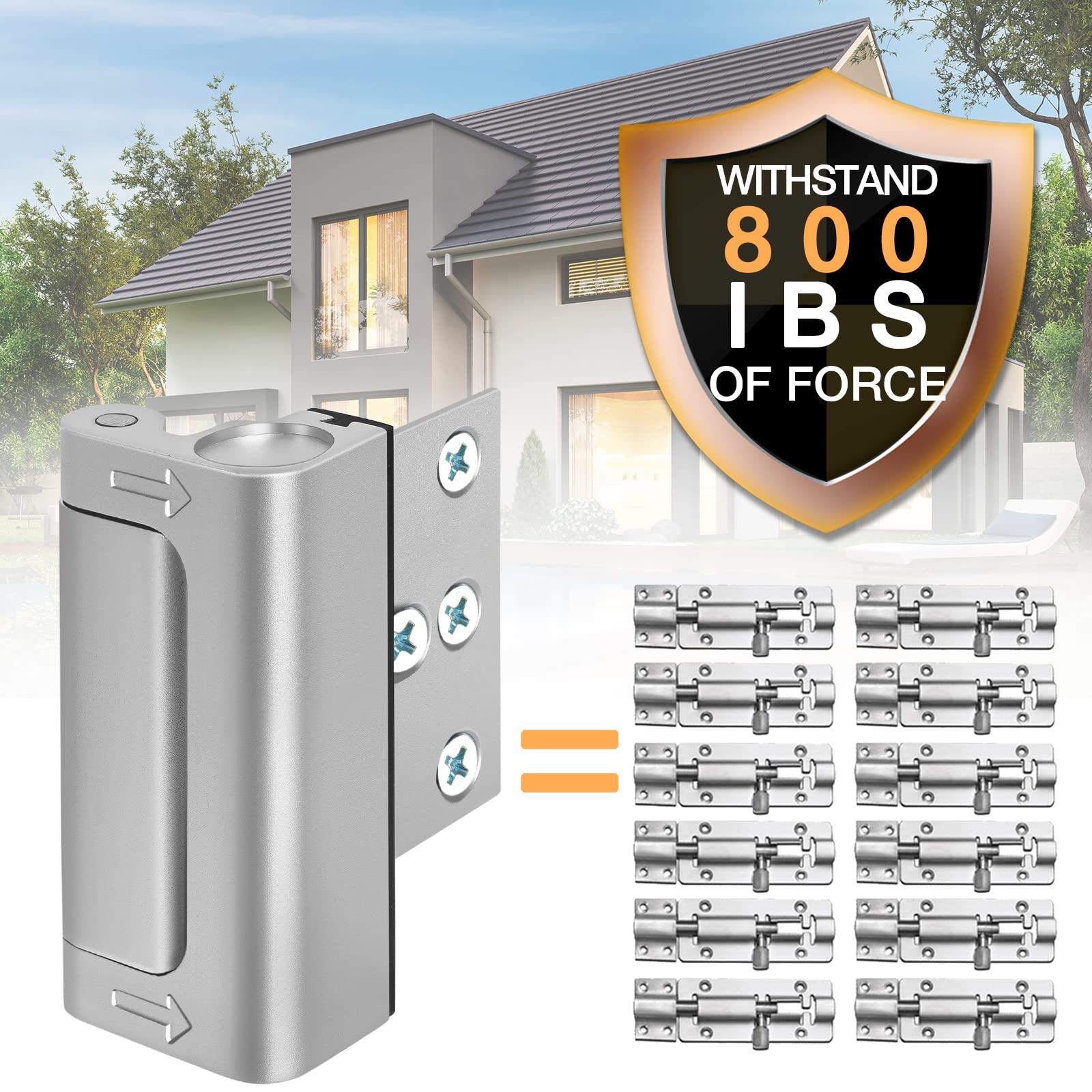 Upgraded Home Security Door Lock - Childproof & Heavy Duty 800 lbs Capacity for Inward Swing Doors | Extra Safety Latch for Apartments & Houses | Perfect for Front Doors, Bedrooms & Kids' Safety Protection