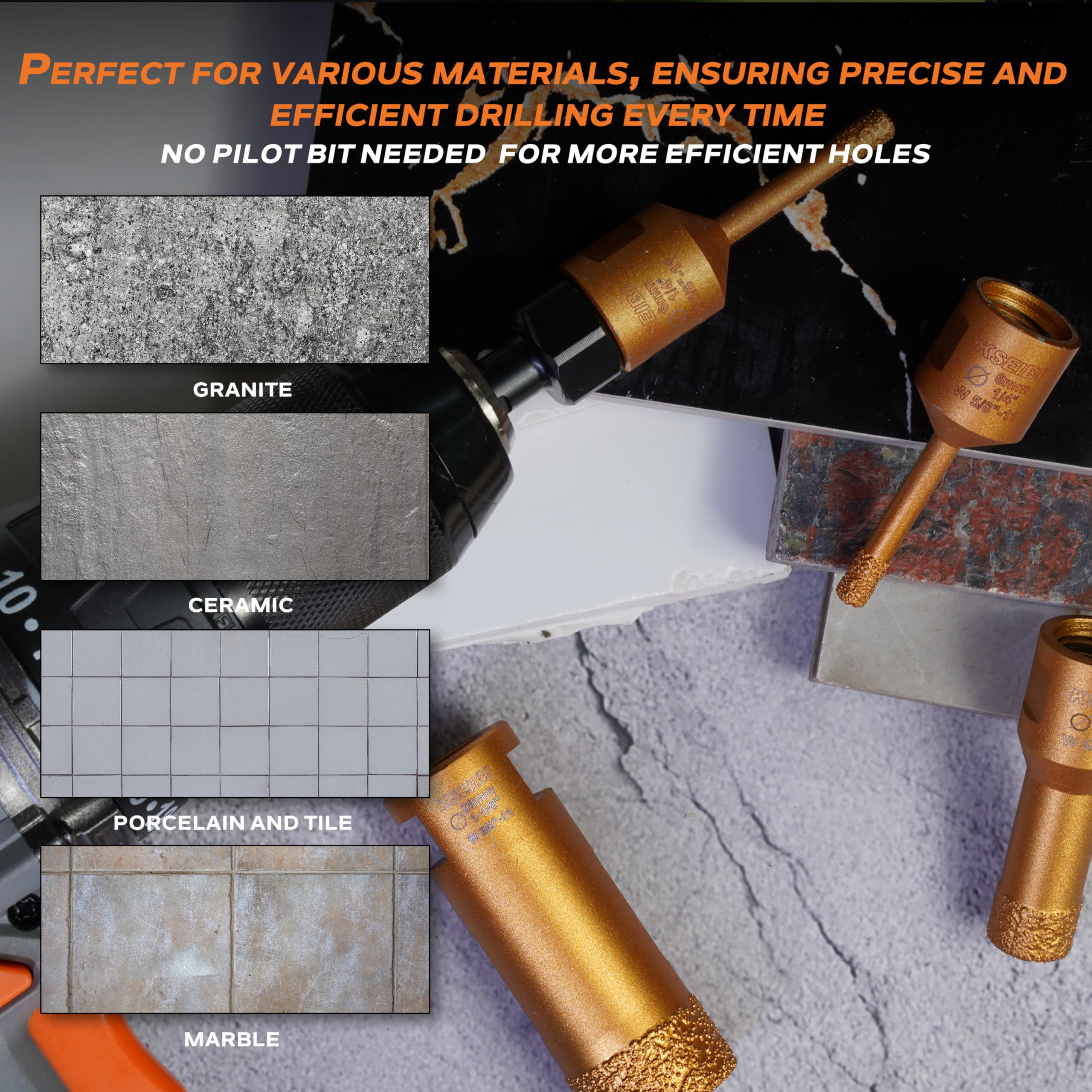 KSEIBI 615235 1-3/8 Inch (35mm) Diamond Hole Saw - Vacuum Brazed Diamond Core Drill Bit for Porcelain, Ceramic, Granite, Brick & Marble - 2