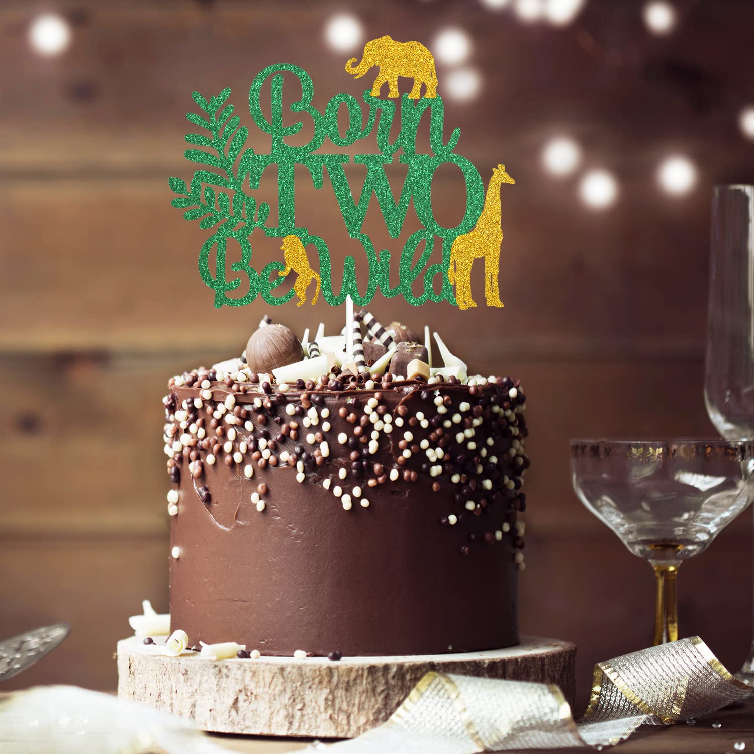 Wild Safari 2nd Birthday Cake Topper - Jungle Themed Birthday Decorations for Girls - Happy 2nd Birthday Party Supplies - Perfect for Jungle Safari Themed Cakes, Cupcakes & Dessert Tables