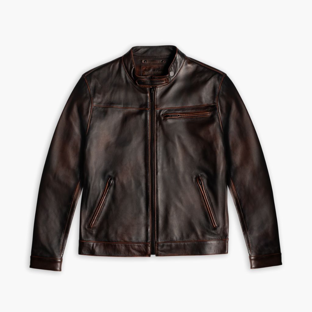 Men's Stylish Black Coffee Roadster Jacket - Lightweight Motorcycle Biker Jacket for Casual & Outdoor Riding