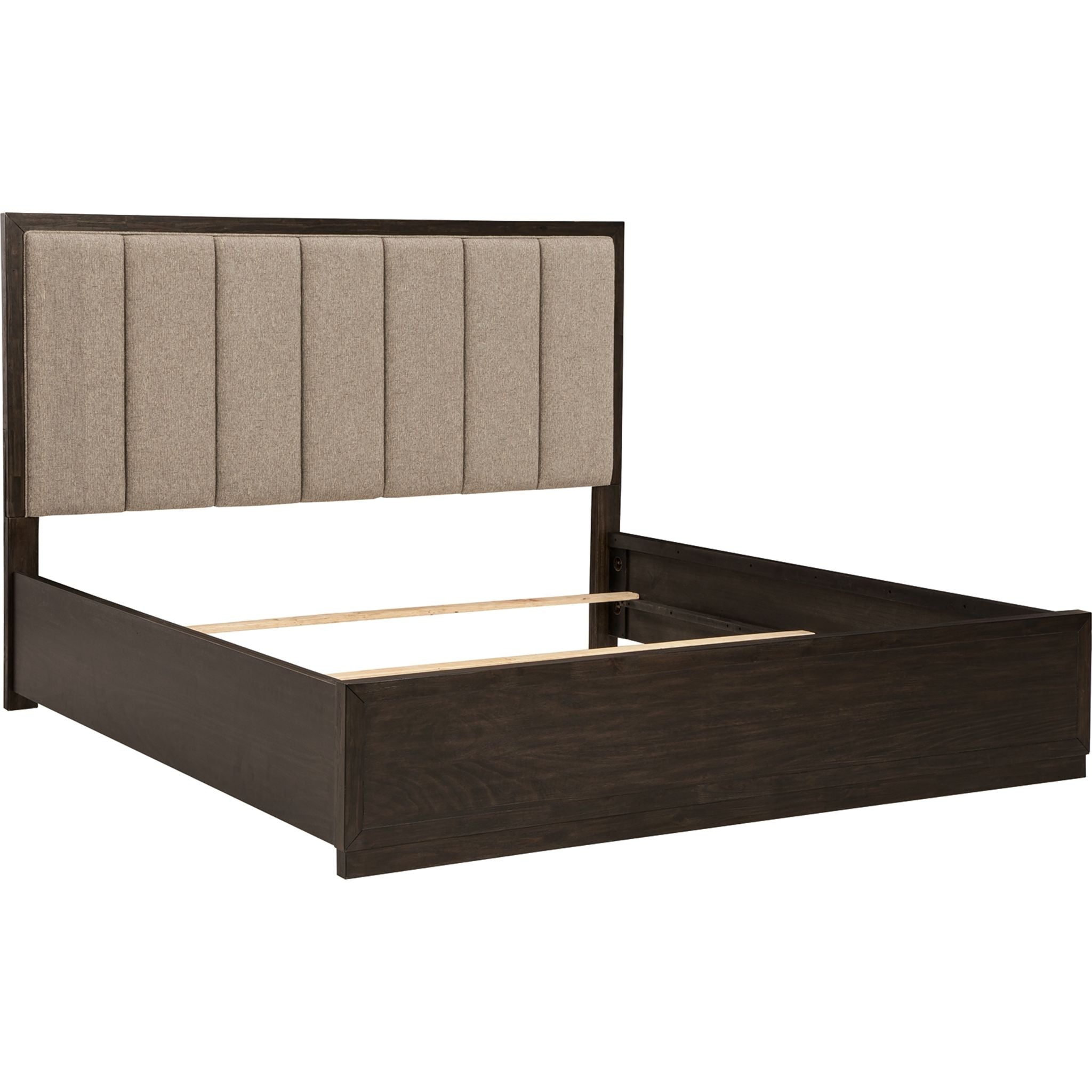 Bruxworth EXCLUSIVE Panel Bed - Queen Size, Modern Wooden Platform Bed Frame with Upholstered Headboard - Perfect for Master Bedroom, Guest Room & Small Space