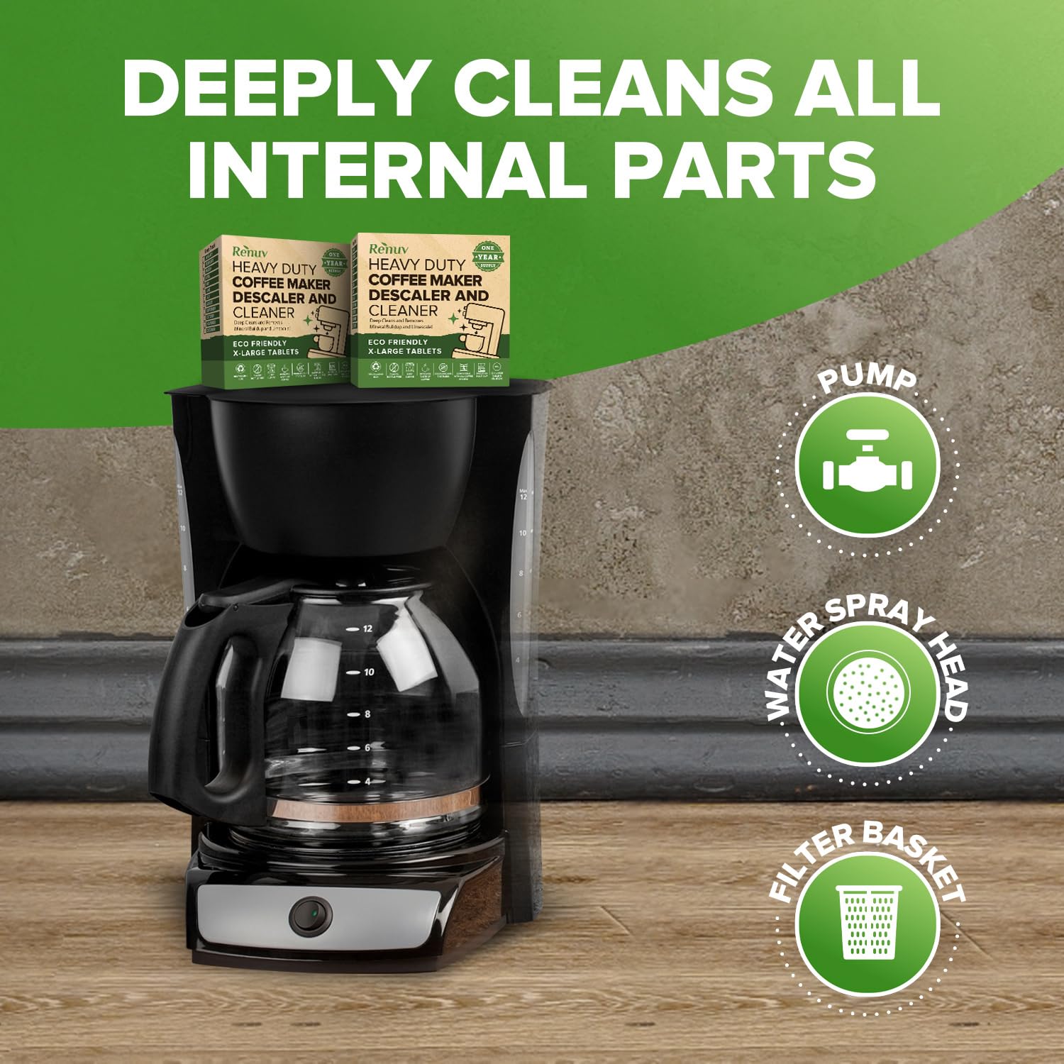 Best Coffee Maker Cleaner & Washing Machine Cleaner Combo - Deep Cleaning for Kitchen Appliances & Laundry - Save with Bundle Deal for Home & Office Use