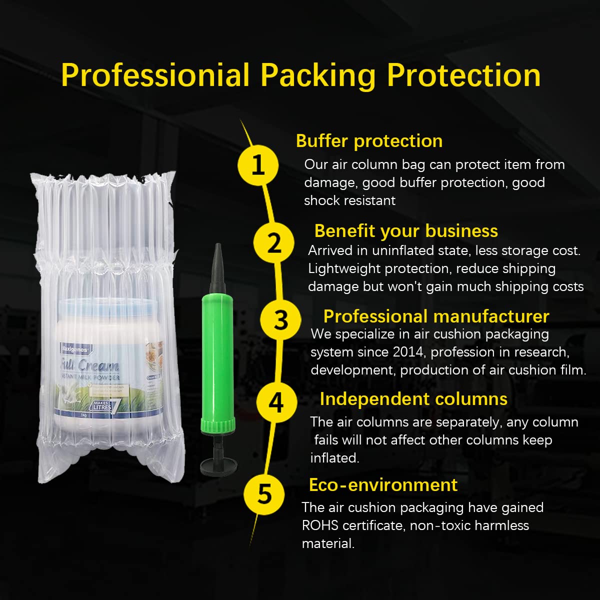 100 Pack Bubble Cushion Wrap Sleeves - Inflatable Air Protector Bags for Safe Packaging of Porcelain, Glass, Milk Powder Cans & Ceramic Items | Ideal for Shipping Cooking Oil Bottles, Fragile Decor & Electronics