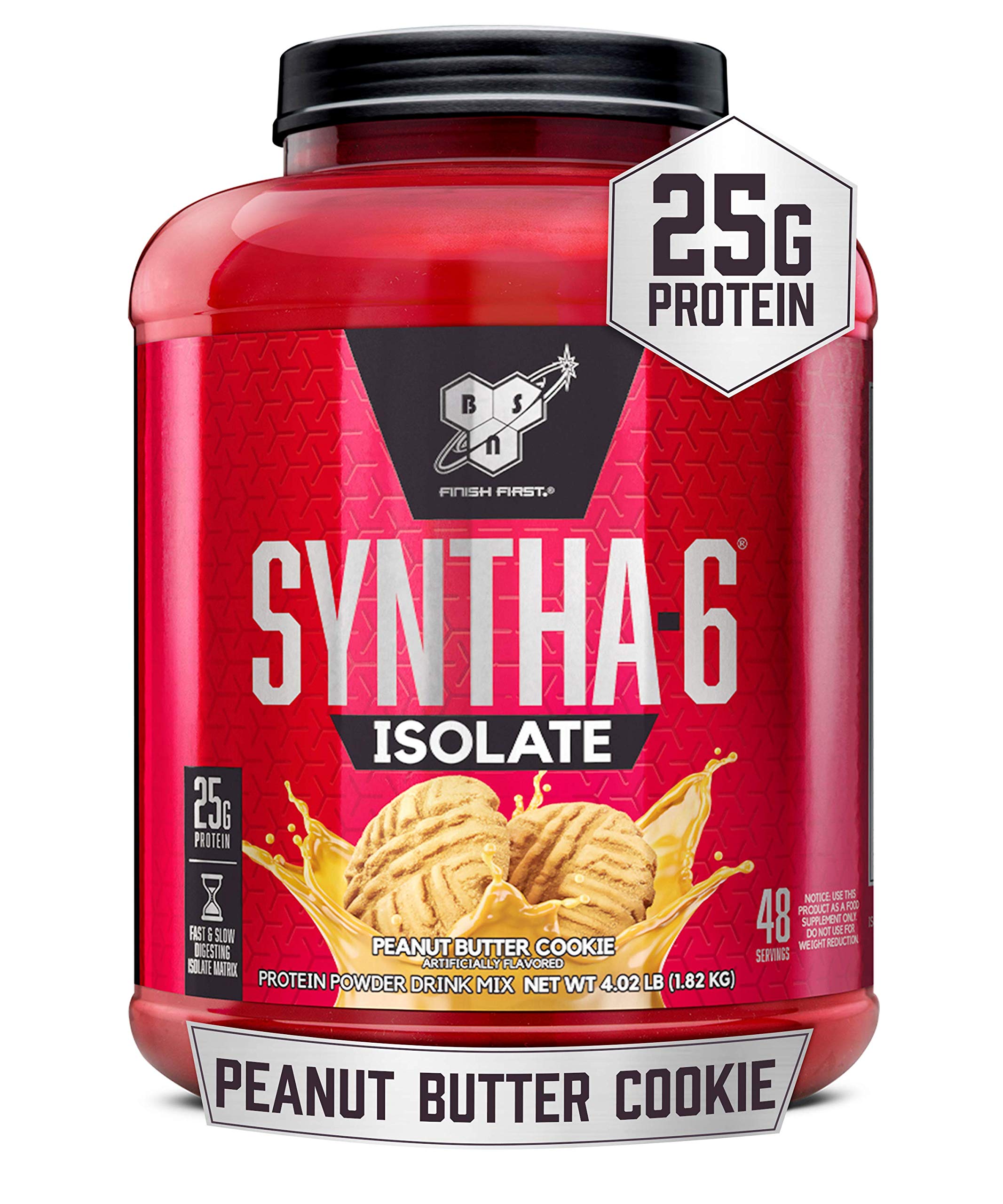 BSN SYNTHA-6 Whey Protein Isolate Powder - Peanut Butter Cookie Flavor, 48 Servings | Muscle Recovery & Post-Workout Supplement for Athletes & Fitness Enthusiasts