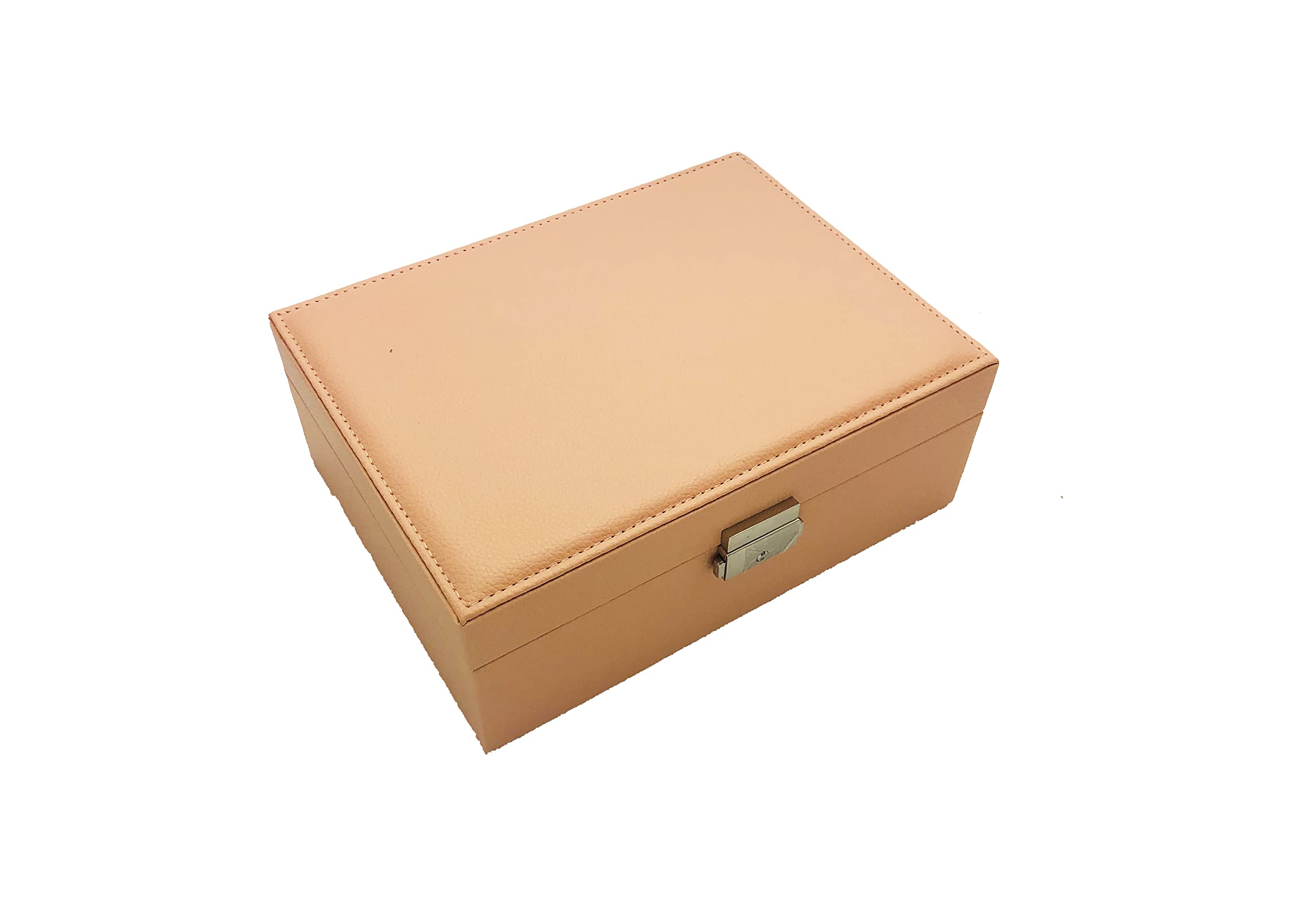PACEKONER 2-Layer Lockable Jewelry Box Organizer for Women & Girls - Pink Jewelry Storage Case with Key for Necklaces, Rings & Earrings - Perfect for Travel, Home Decor & Gift Giving