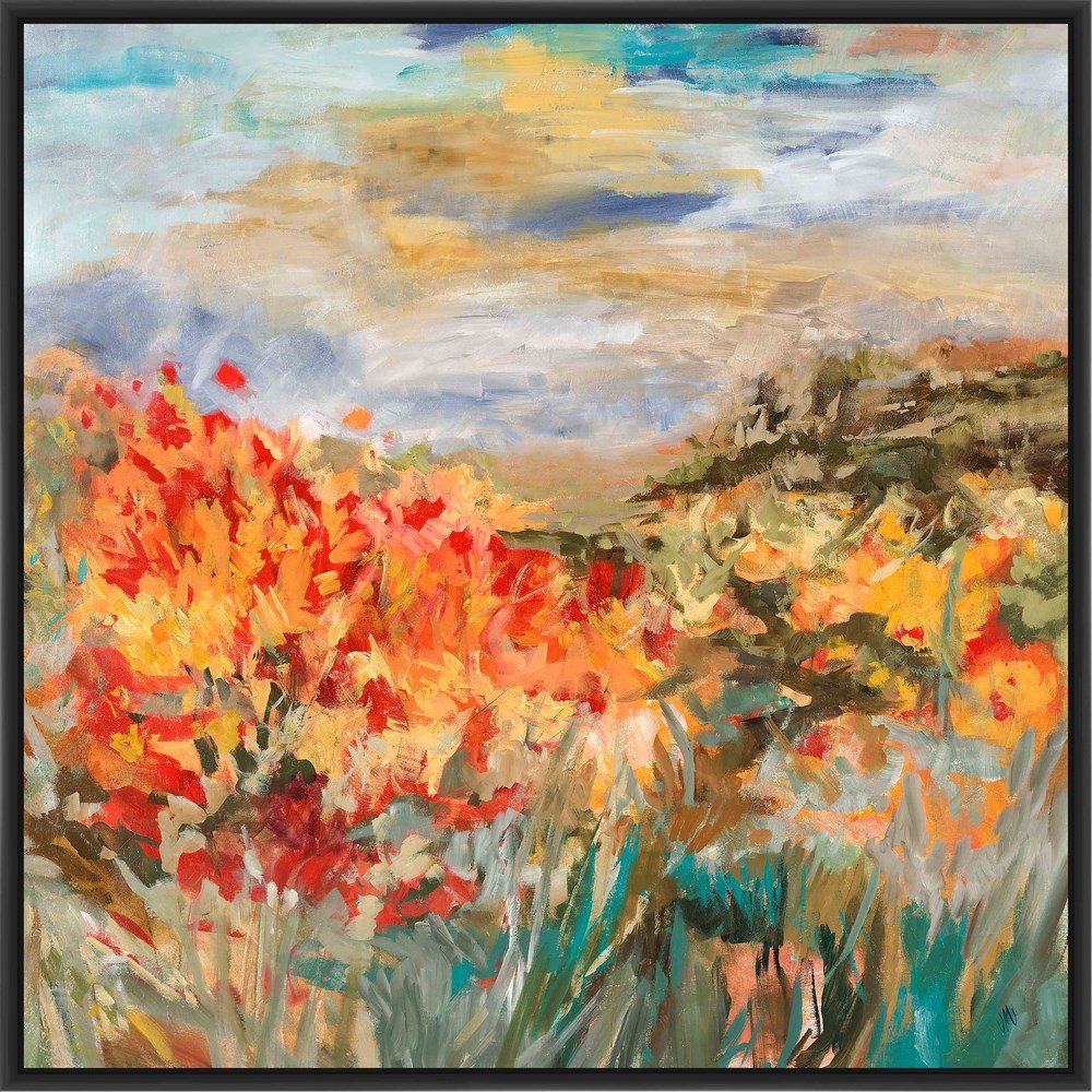 9-13621 Sage and Prim Rose Canvas Wall Art in Black - Elegant Home Decor for Living Room, Bedroom & Office
