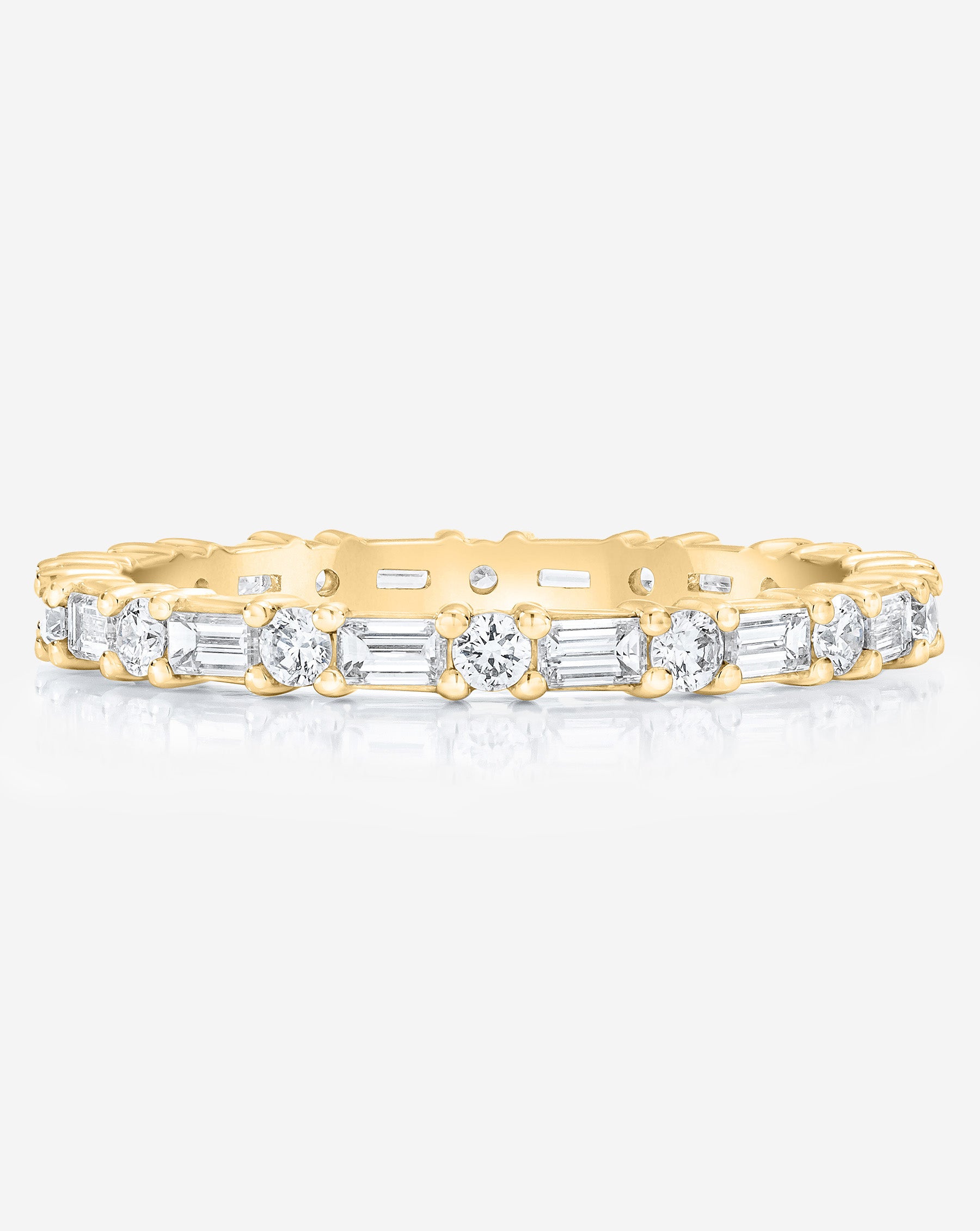 14K Gold Baguette and Round Diamond Eternity Wedding Band - Stackable Ring for Bridal, Anniversary, and Special Occasion Gifts