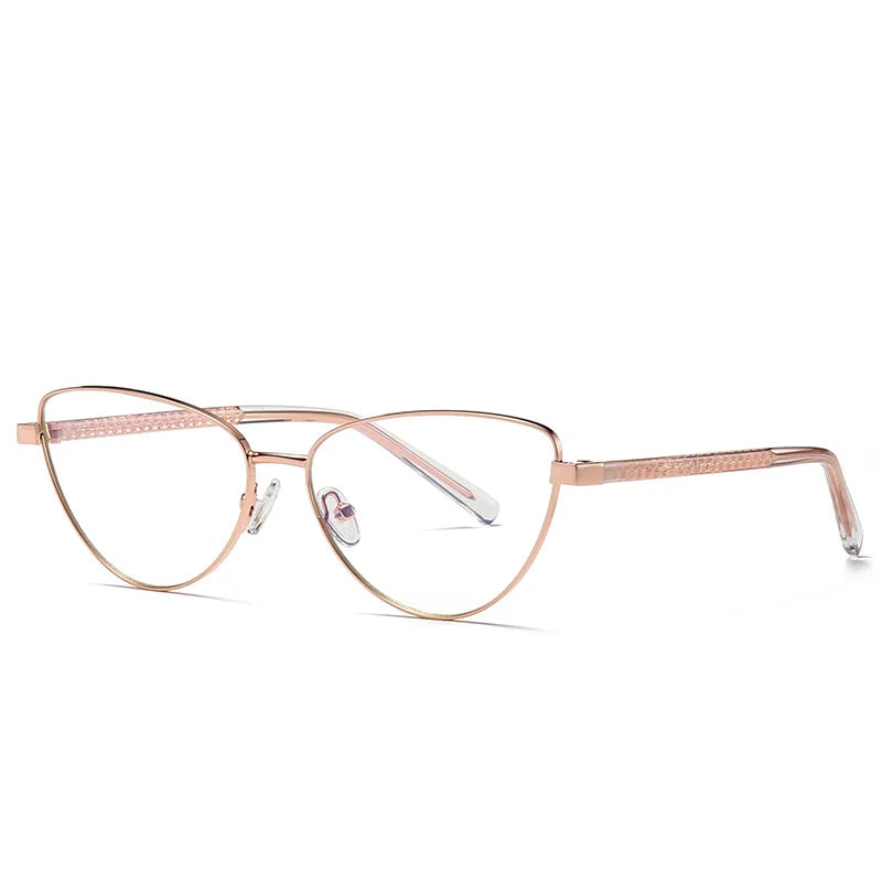 Brightzone Women's Full Rim Oval Cat Eye Alloy Eyeglasses Frame 73006 - Stylish & Lightweight for Work, Reading & Fashion Accessories