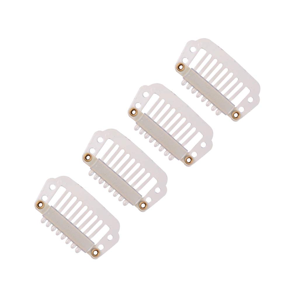 24-Piece 28mm 8-Tooth Metal Hair Extension Clips with Rubber Snap Closures - Blonde Hair Extensions for Weaves & Wigs | Secure & Comfortable Hairpiece Accessories for Styling & Volume